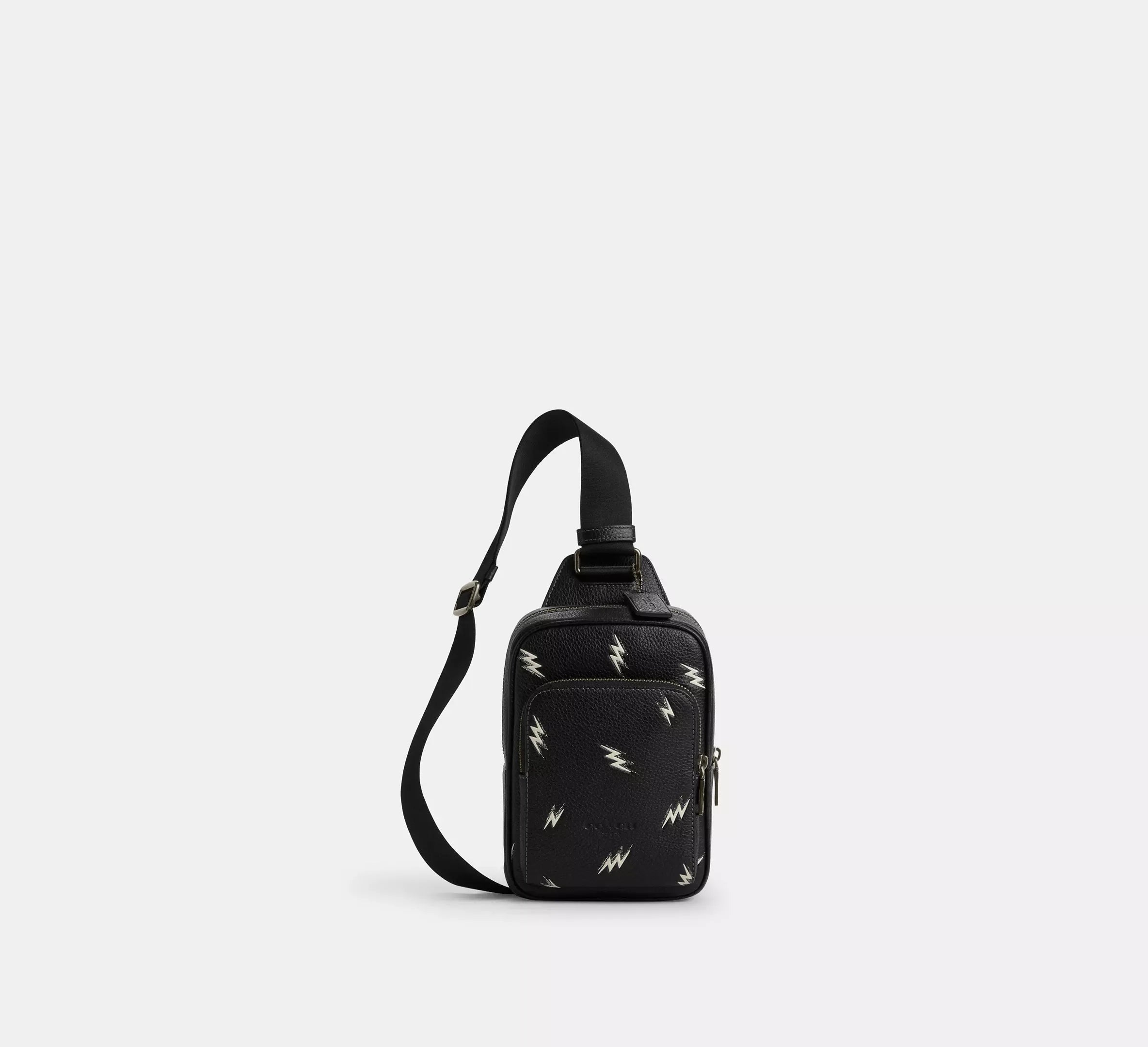Coach Racer Sling Pack With Lightning Bolt Print – Gunmetal/Black Multi - Sneaker Türkiye