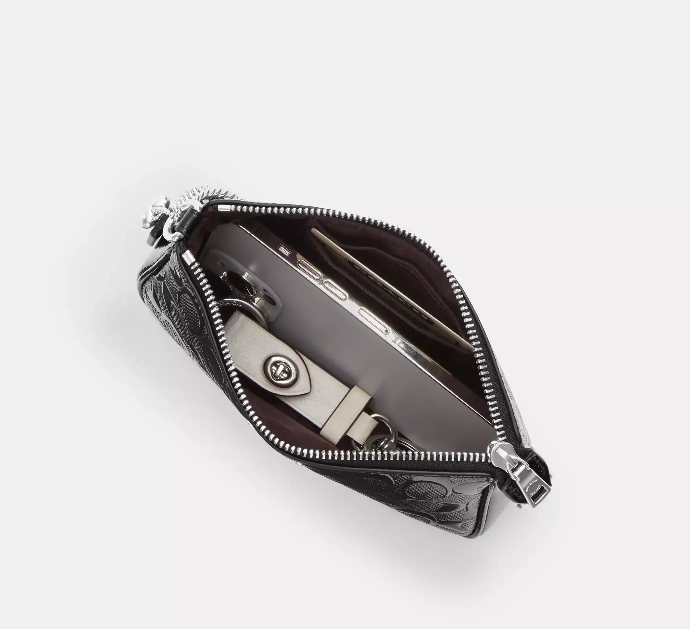 Coach Nolita 19 In Signature Leather With Heart Charm – Silver/Black - Sneaker Türkiye