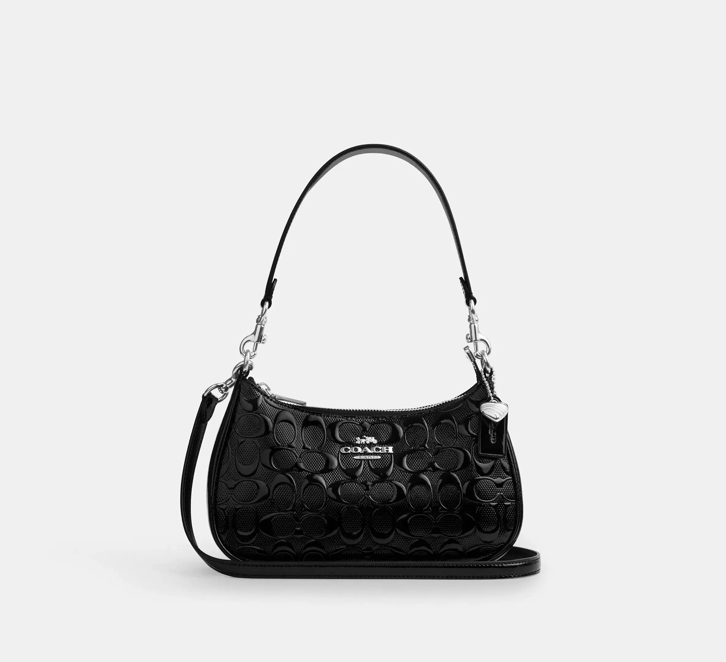 Coach Teri Shoulder Bag In Signature Leather With Heart Charm – Silver - Sneaker Türkiye