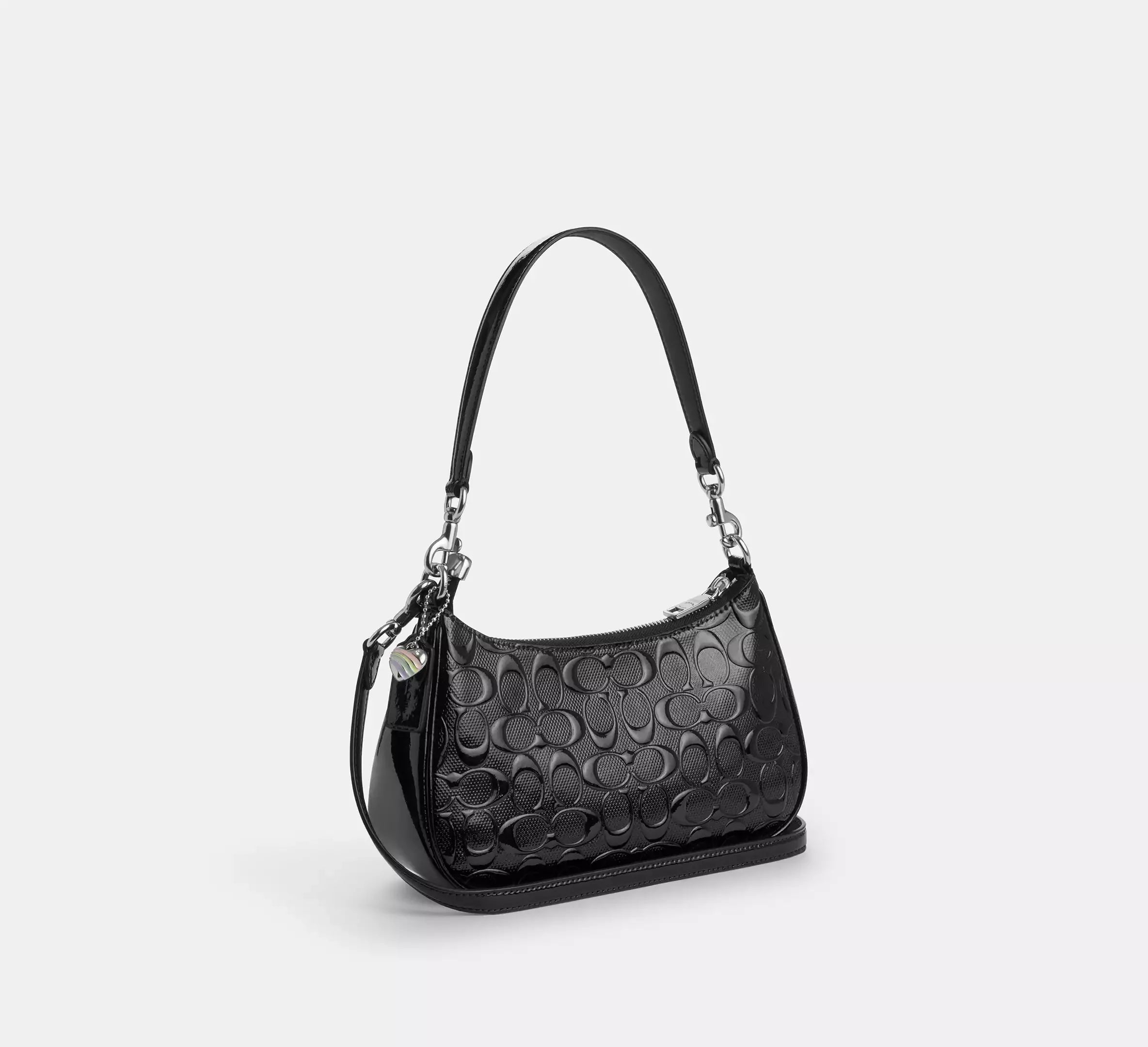 Coach Teri Shoulder Bag In Signature Leather With Heart Charm – Silver - Sneaker Türkiye