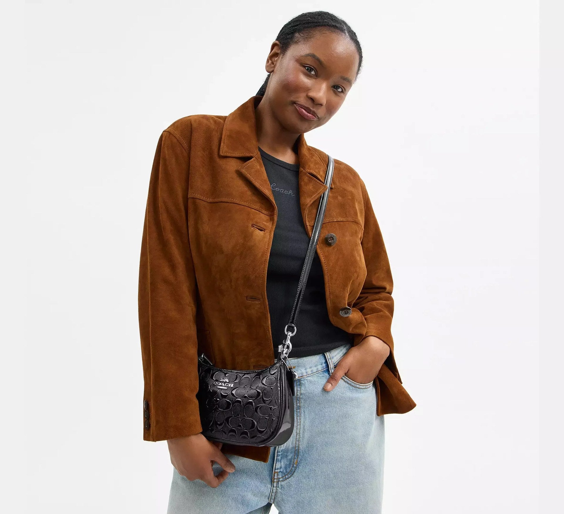 Coach Teri Shoulder Bag In Signature Leather With Heart Charm – Silver - Sneaker Türkiye
