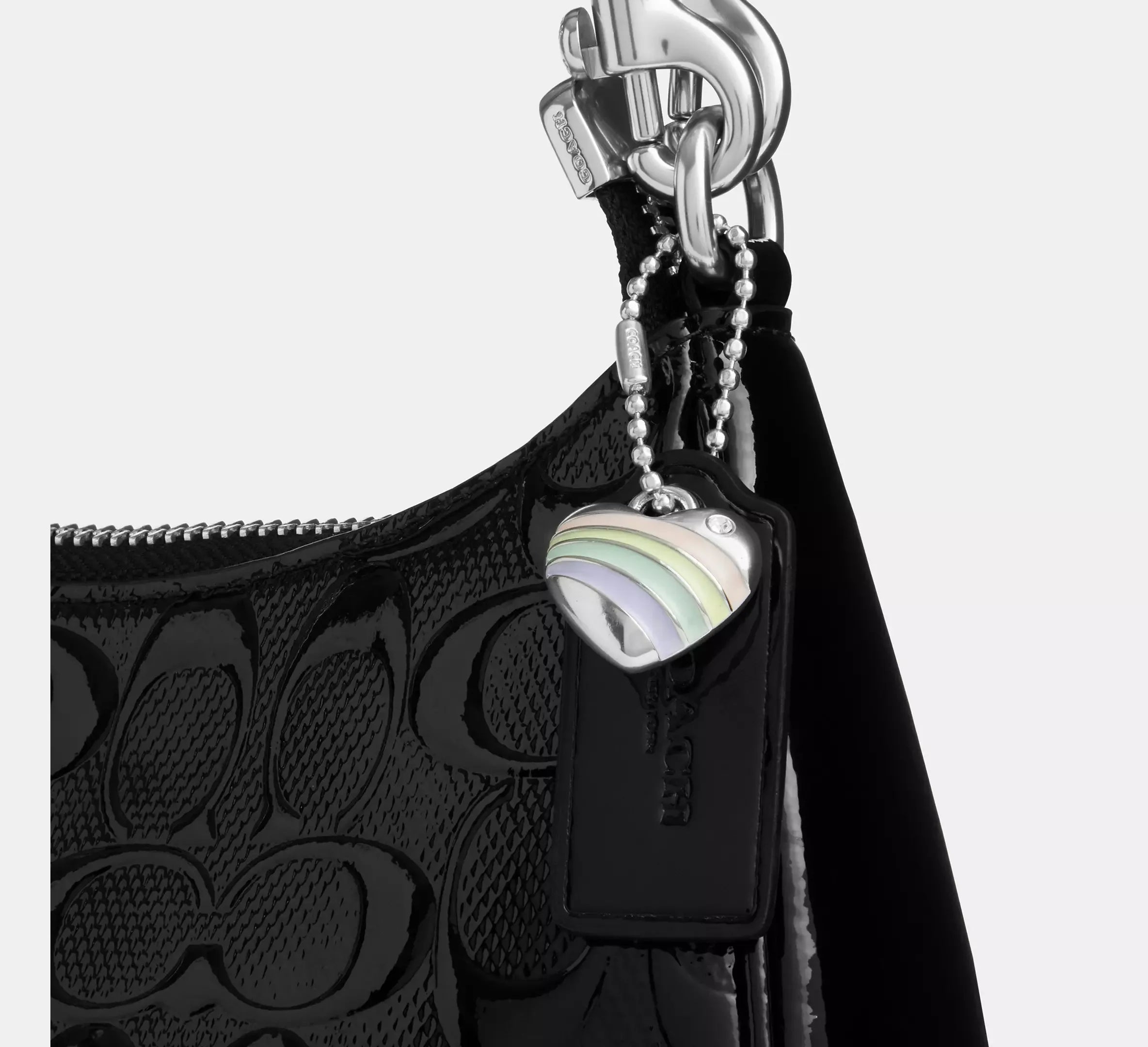 Coach Teri Shoulder Bag In Signature Leather With Heart Charm – Silver - Sneaker Türkiye