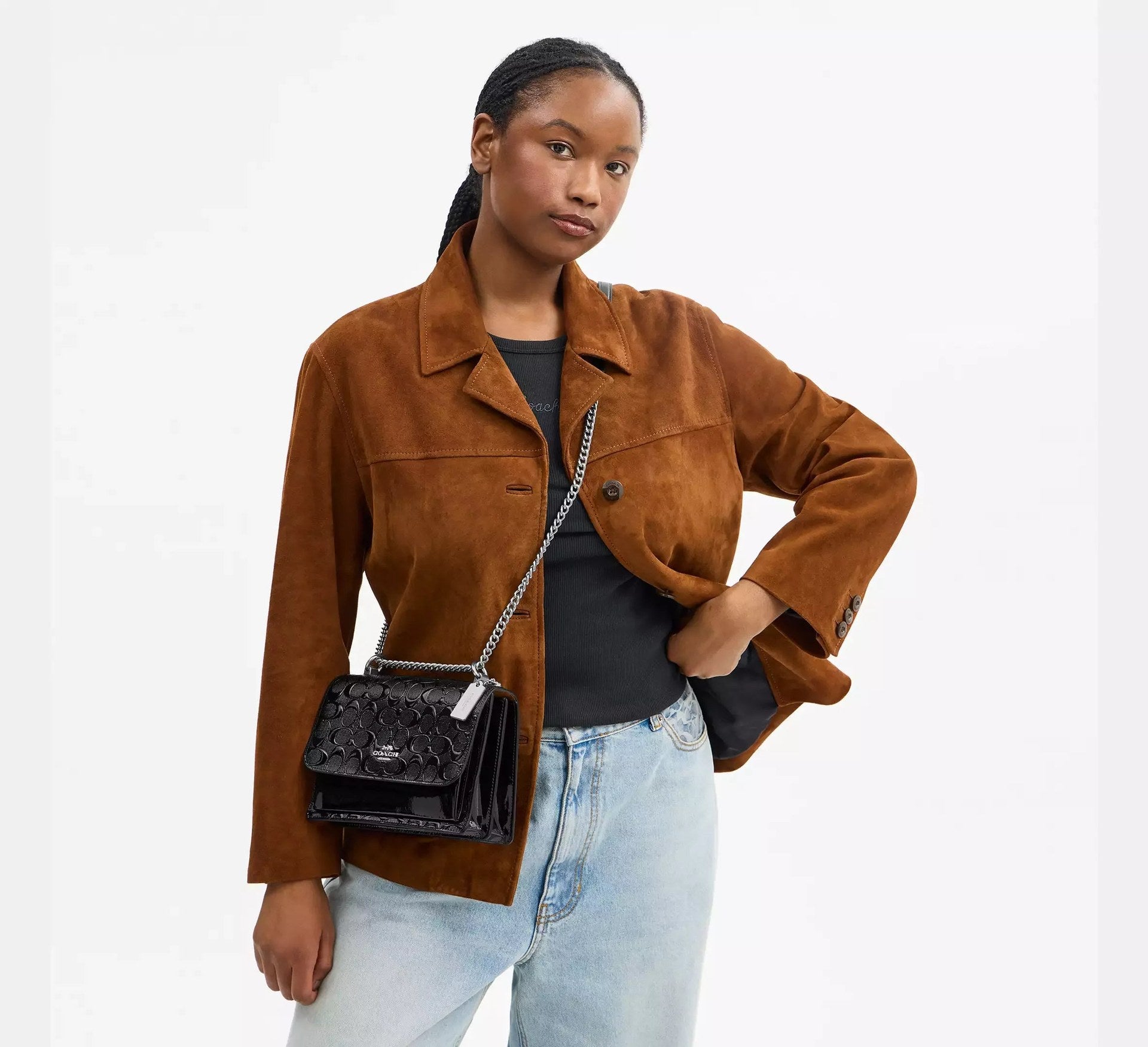 Coach Klare Crossbody Bag In Signature Leather – Silver/Black - Sneaker Türkiye