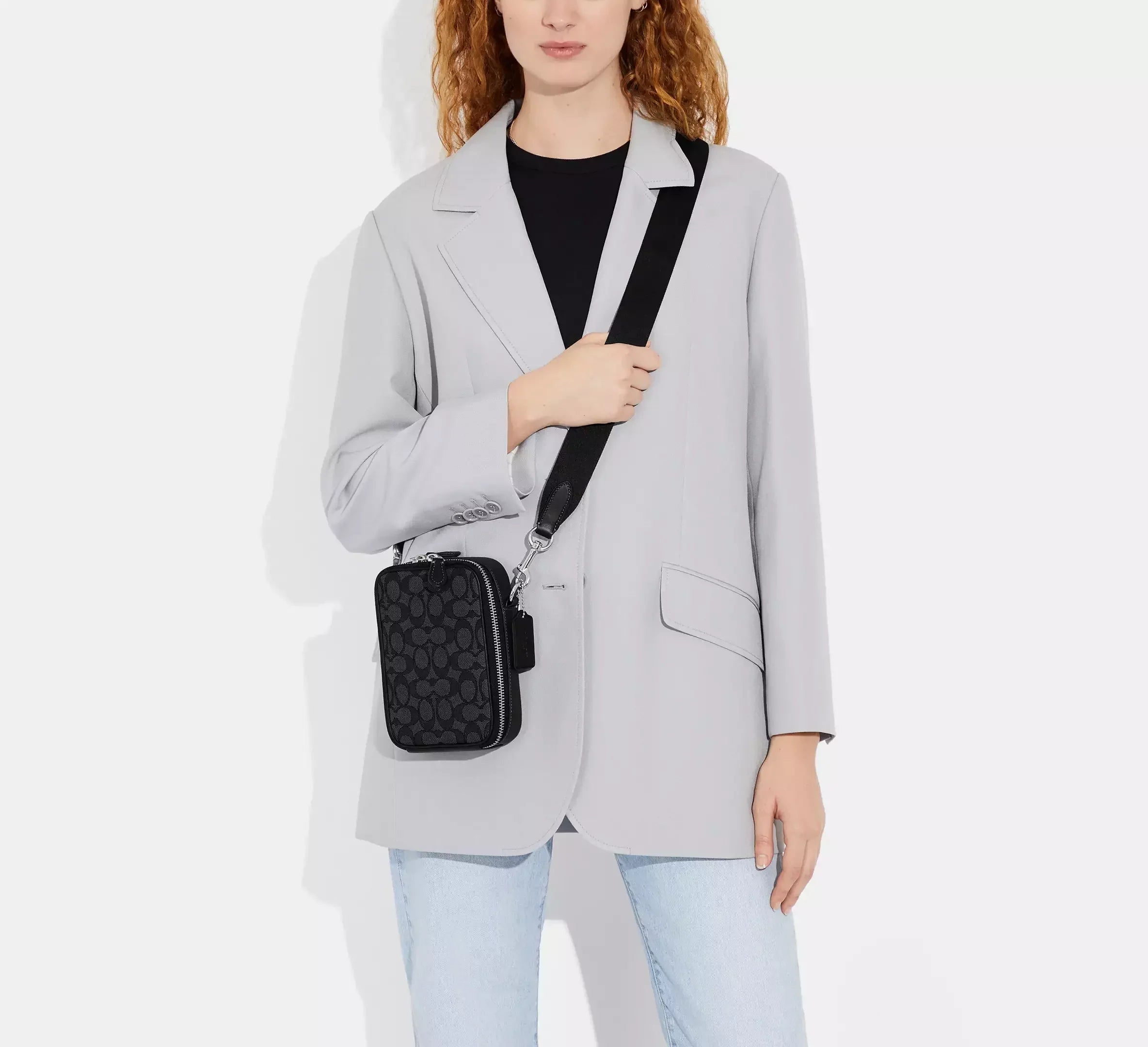 Coach Stanton Crossbody Bag In Signature Jacquard – Silver/Charcoal/Black - Sneaker Türkiye
