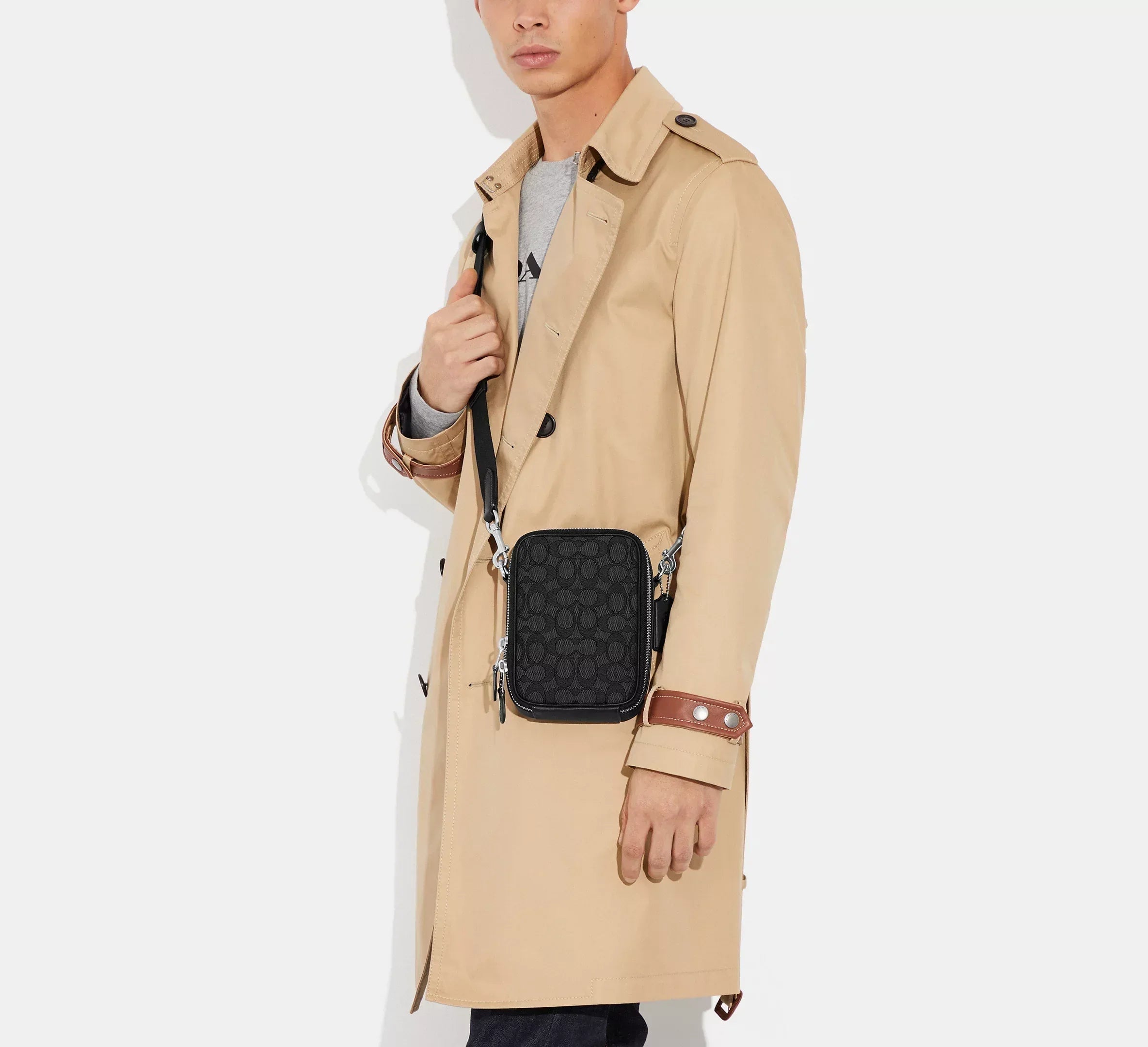 Coach Stanton Crossbody Bag In Signature Jacquard – Silver/Charcoal/Black - Sneaker Türkiye