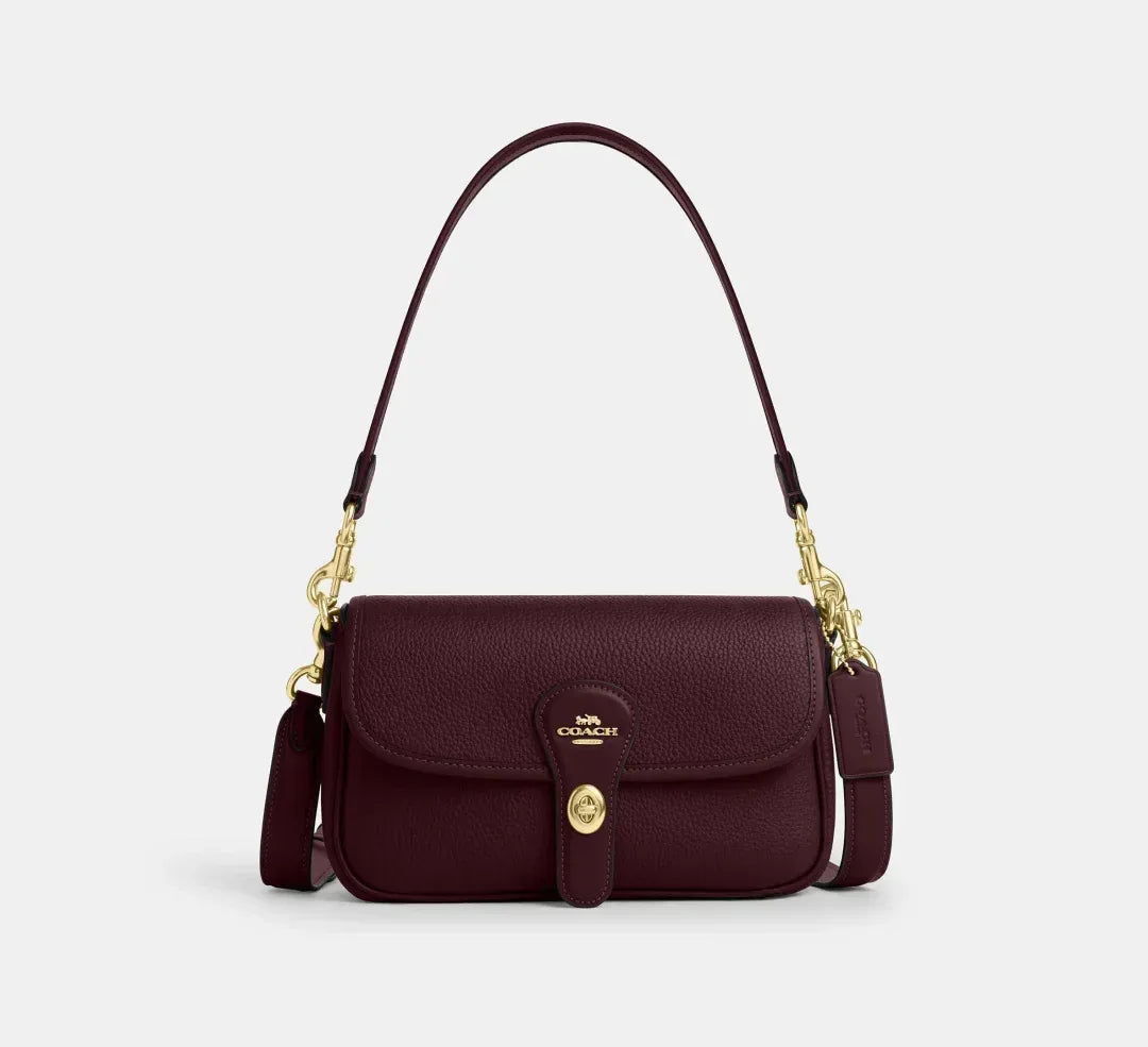 Coach Hadley Shoulder Bag – Gold/Dark Wine - Sneaker Türkiye