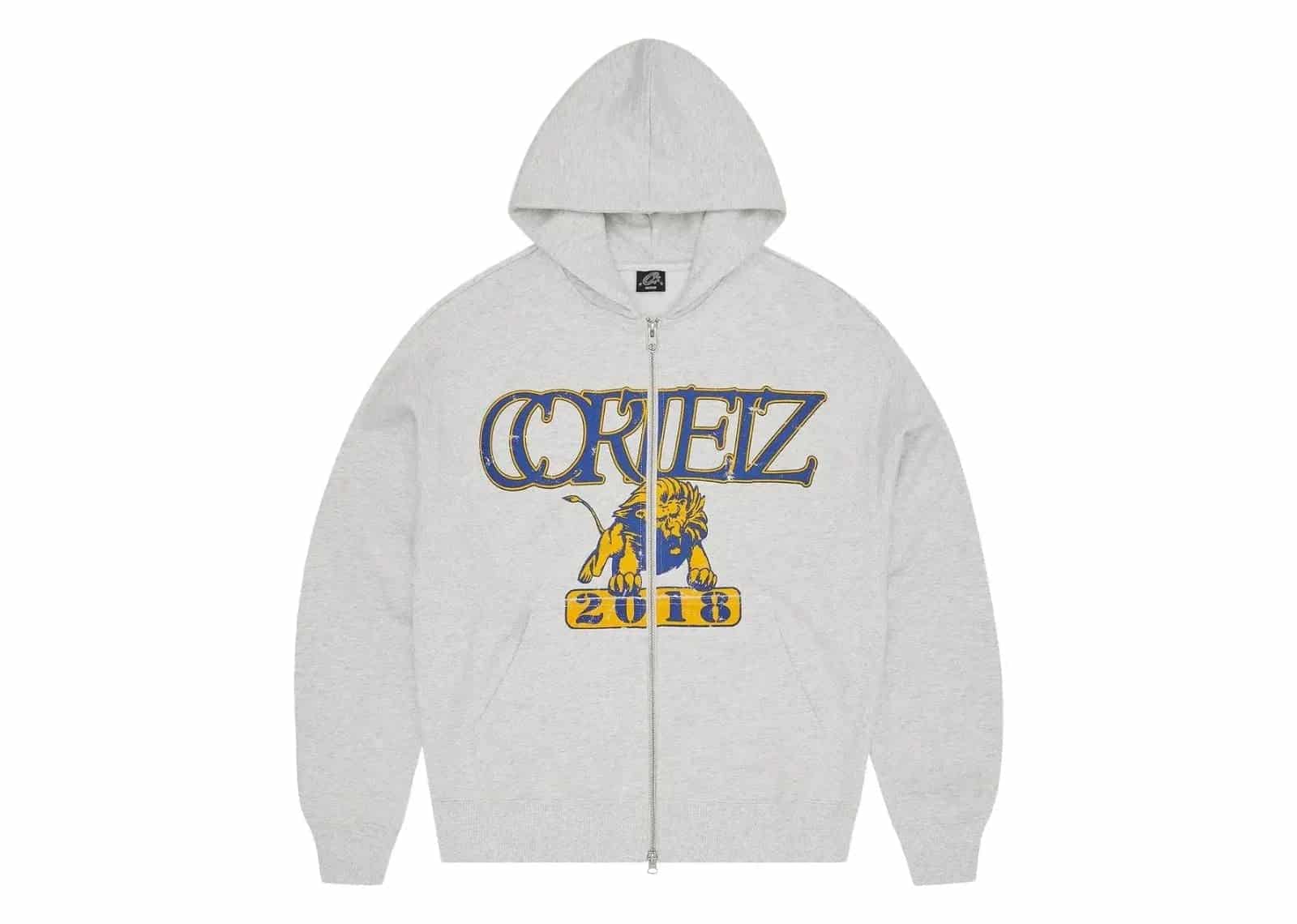 Corteiz Lion Boxy Zip Hoodie Light Heather - Sneaker Türkiye