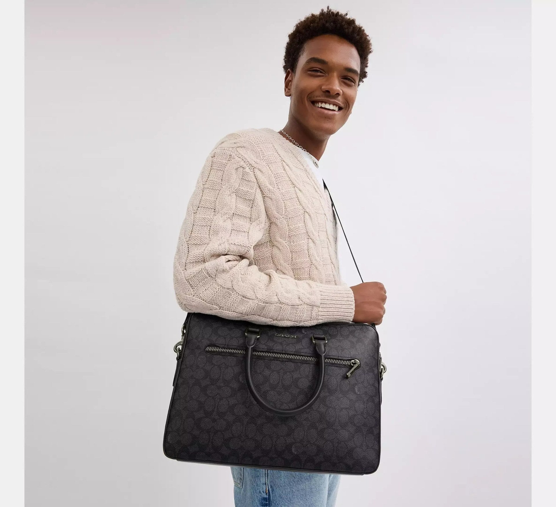Coach Ethan Slim Brief In Signature – Gunmetal/Charcoal/Black - Sneaker Türkiye