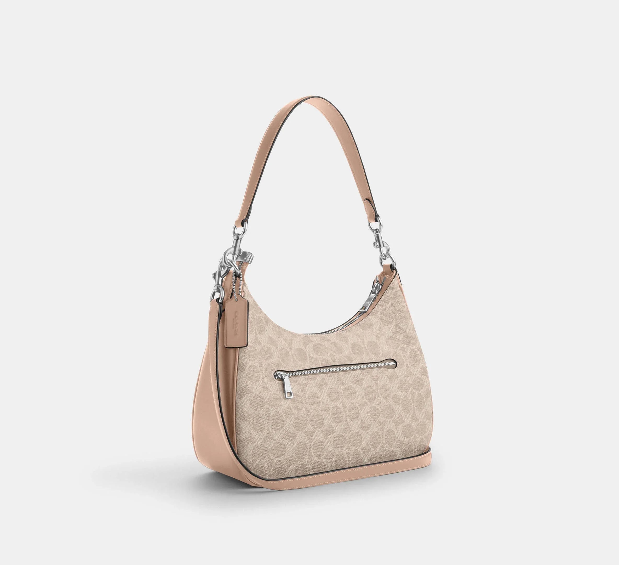 Coach Teri Hobo Bag In Signature – Silver/Sand/Taupe - Sneaker Türkiye