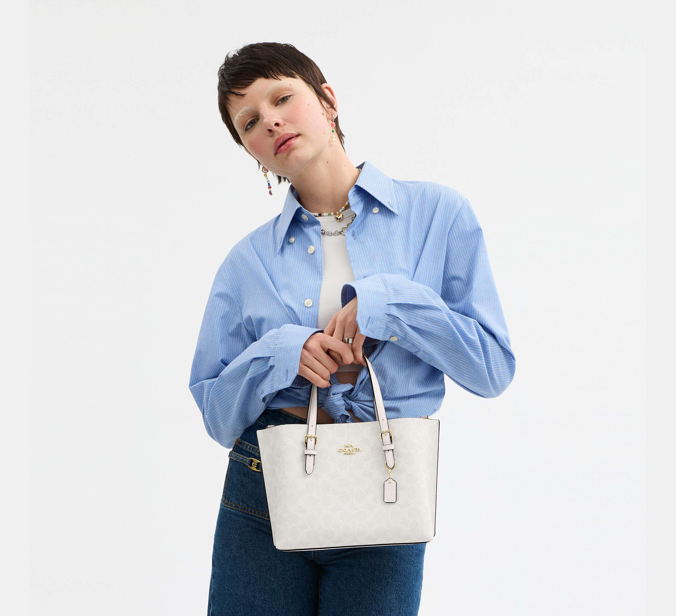 Coach Mollie Tote Bag 25 In Signature – Gold/White/Chalk - Sneaker Türkiye
