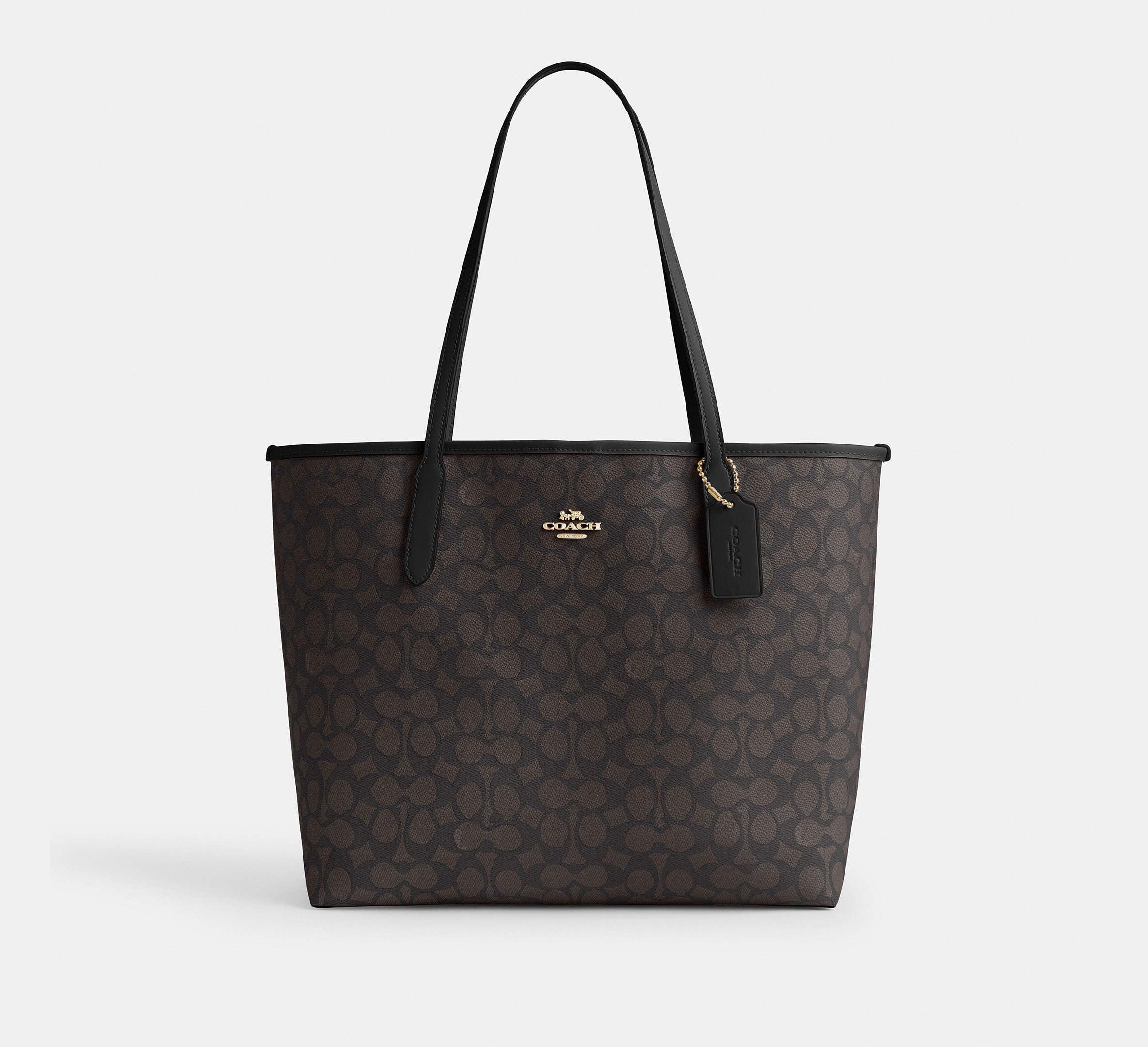 Coach City Tote Bag In Signature – Gold/Walnut/Black - Sneaker Türkiye