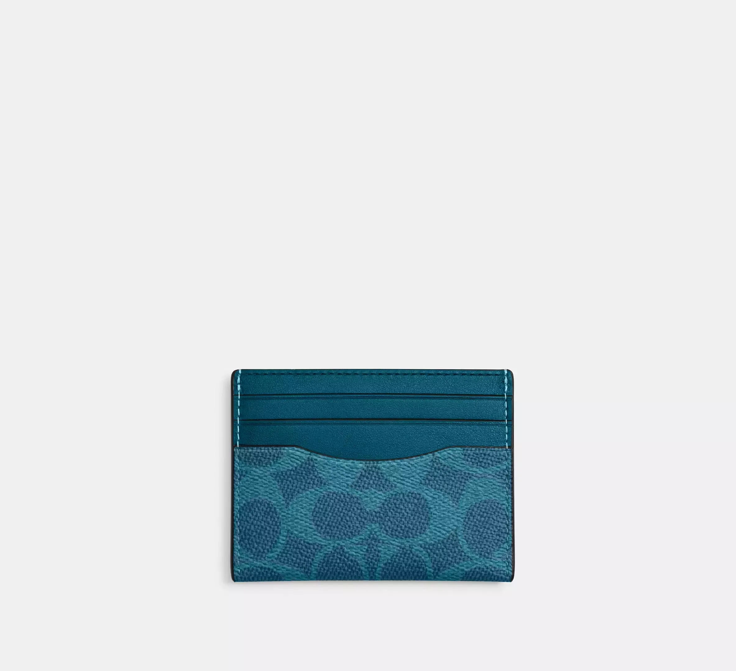Coach Slim Id Card Case In Signature – Aquamarine Teal - Sneaker Türkiye