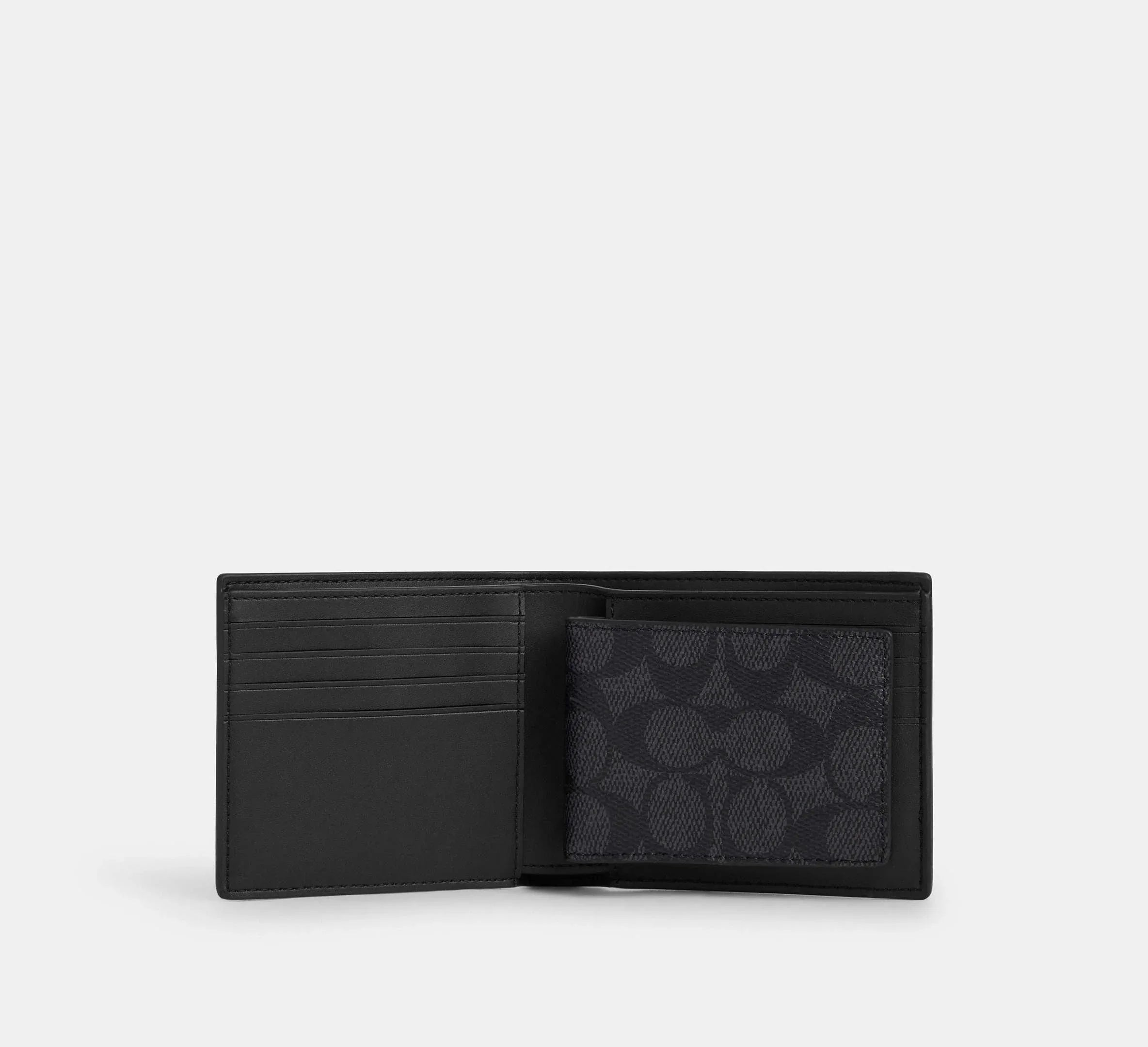 Coach 3 In 1 Wallet In Signature Canvas-Charcoal/Black - Sneaker Türkiye