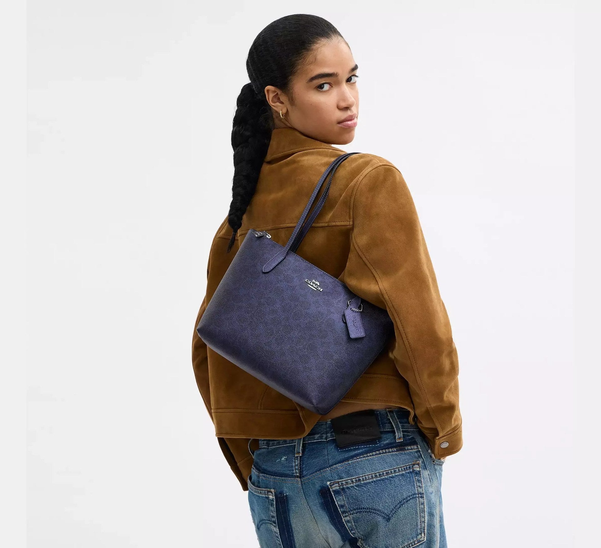 Coach Fiona Zip Tote Bag In Signature – Sv/Blue/Navy - Sneaker Türkiye