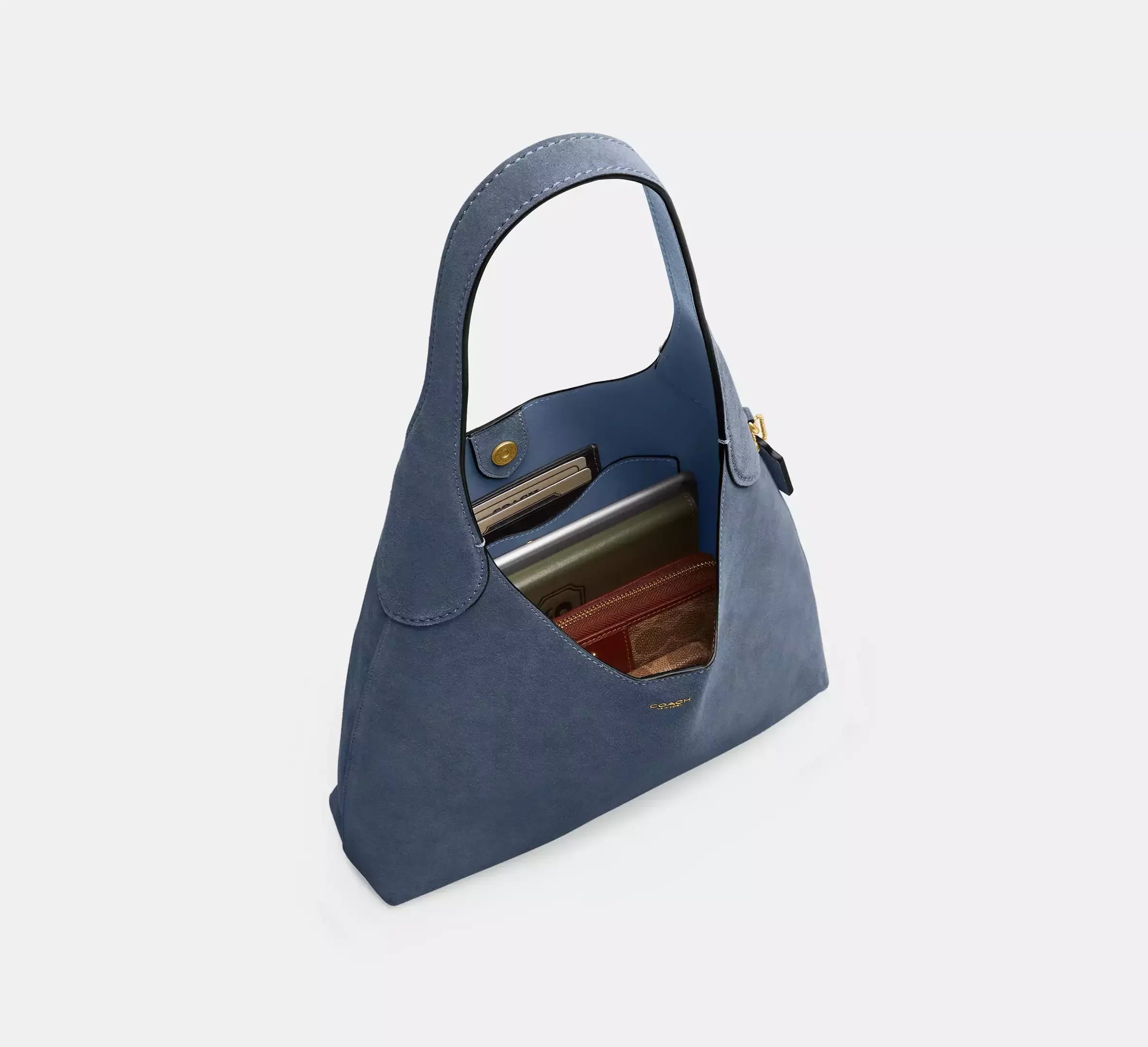 Coach Brooklyn Shoulder Bag 28 – Suede/Brass/Light Denim - Sneaker Türkiye