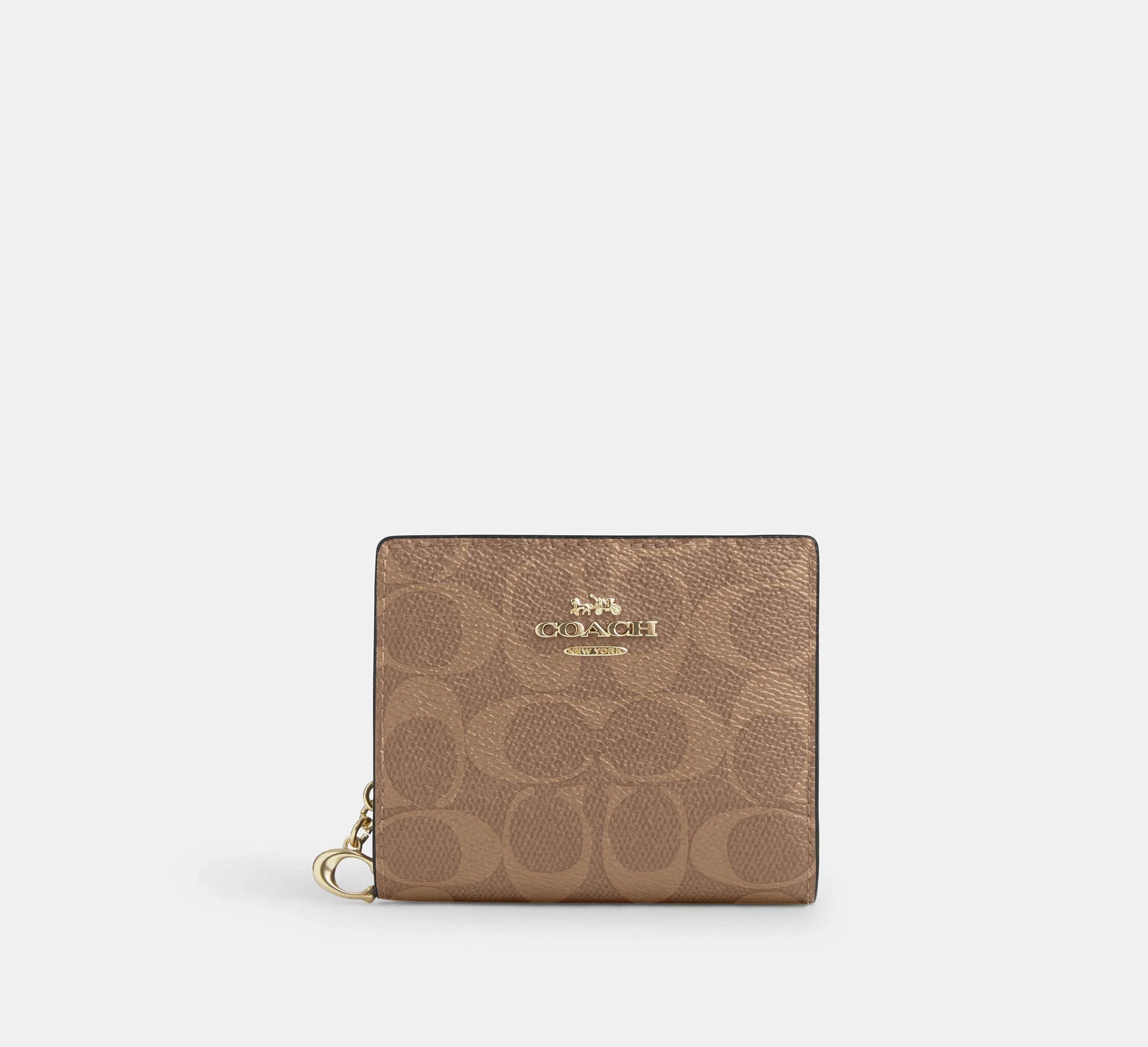 Coach Snap Wallet In Signature – Gold/Tan/Brown - Sneaker Türkiye