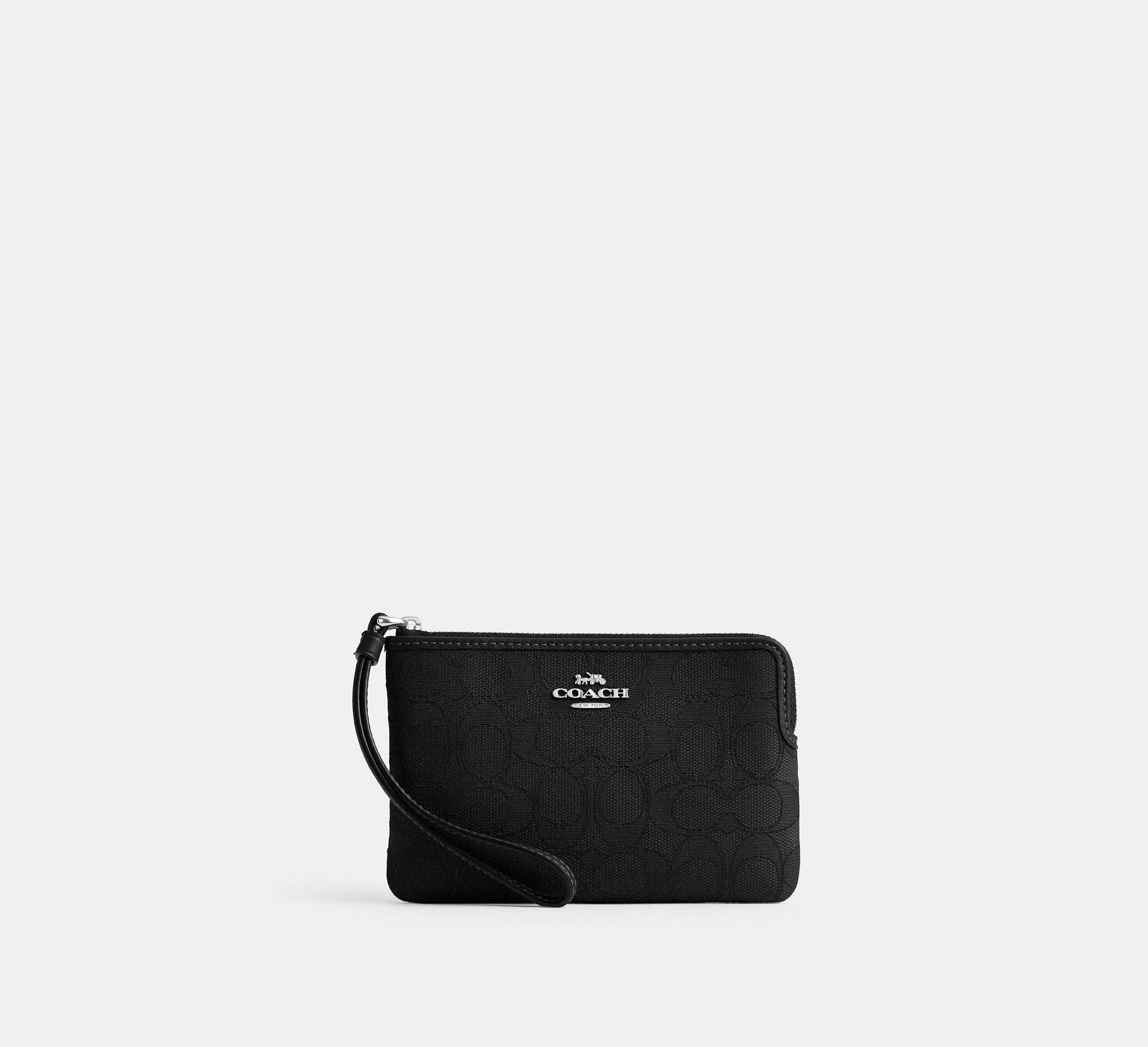 Coach Corner Zip Wristlet In Signature Jacquard – Silver/Black - Sneaker Türkiye