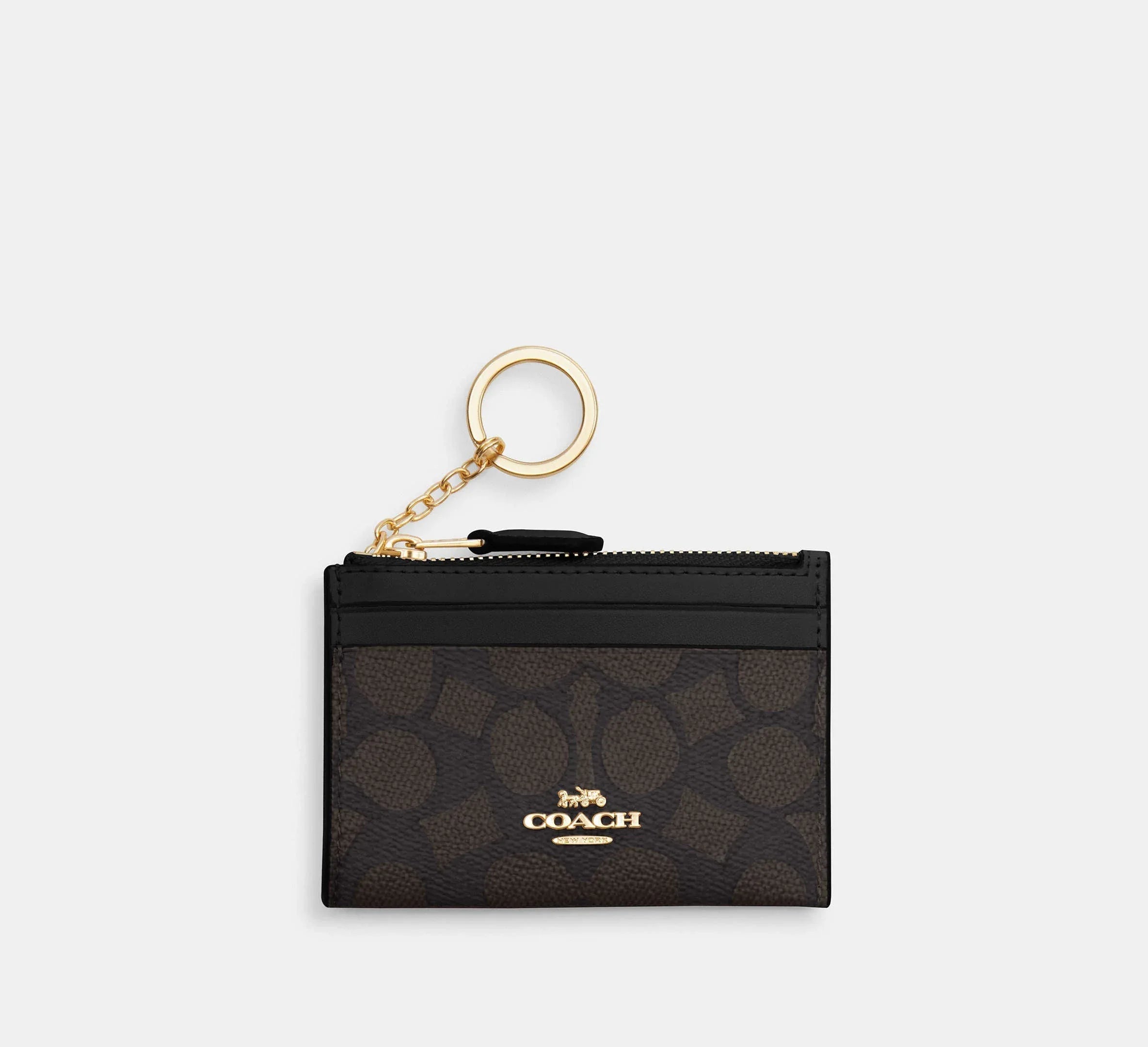 Coach Mini Skinny Id Case In Signature – Gold/Walnut/Black - Sneaker Türkiye