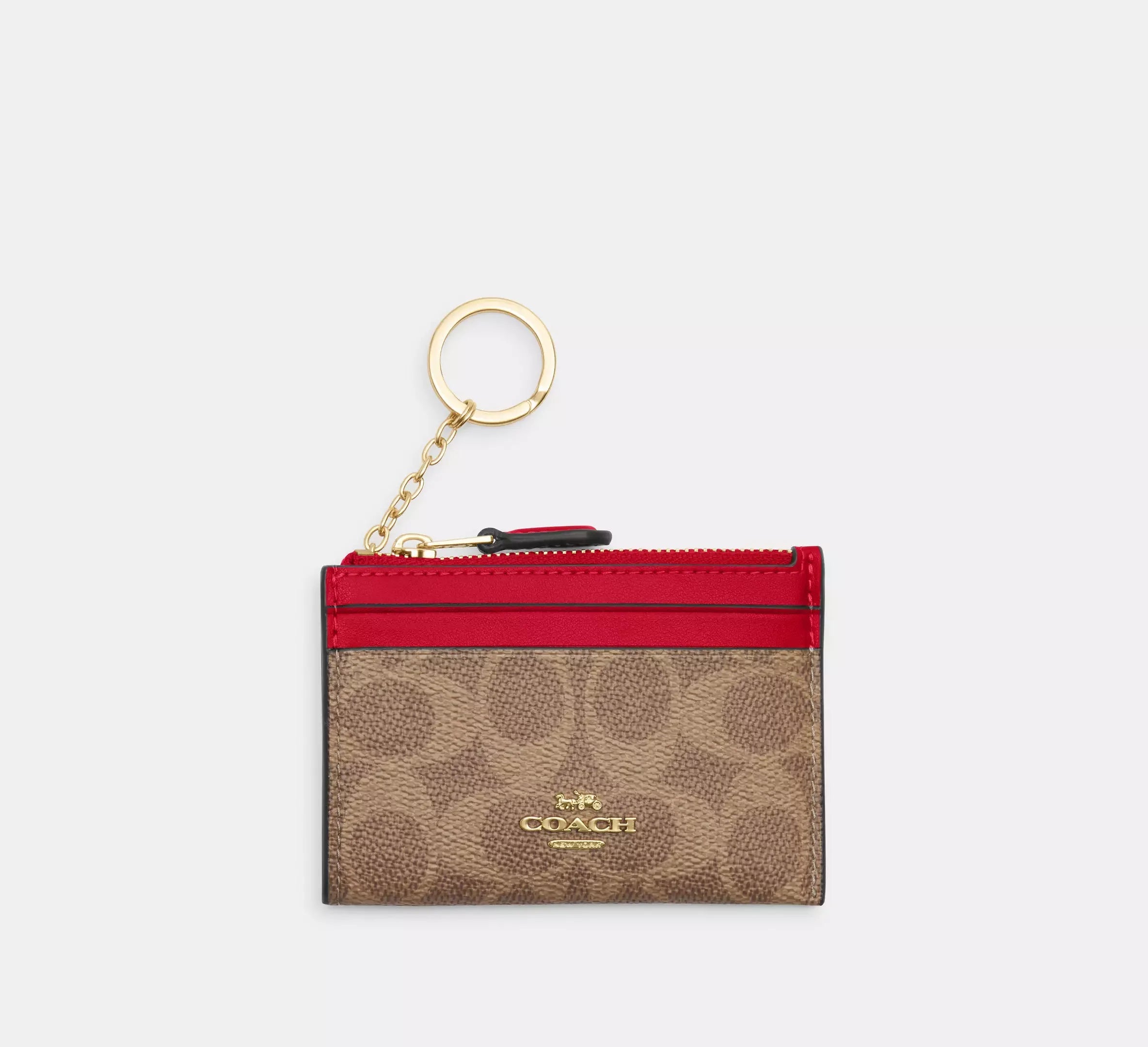 Coach Mini Skinny Id Case In Signature – Gold/Tan/Carnation - Sneaker Türkiye