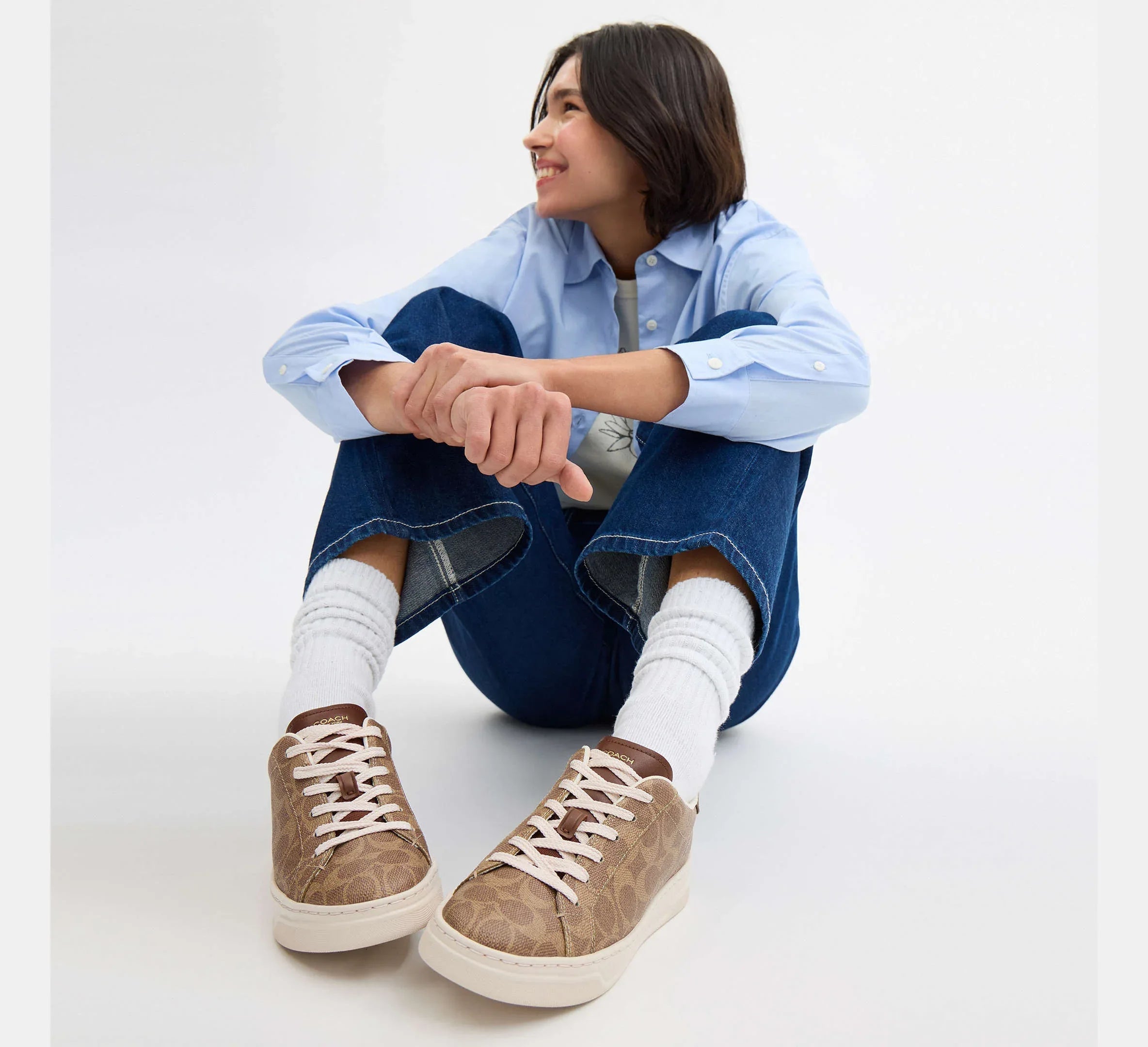 Coach Women’s High Line Sneaker In Signature – Brown Khaki - Sneaker Türkiye