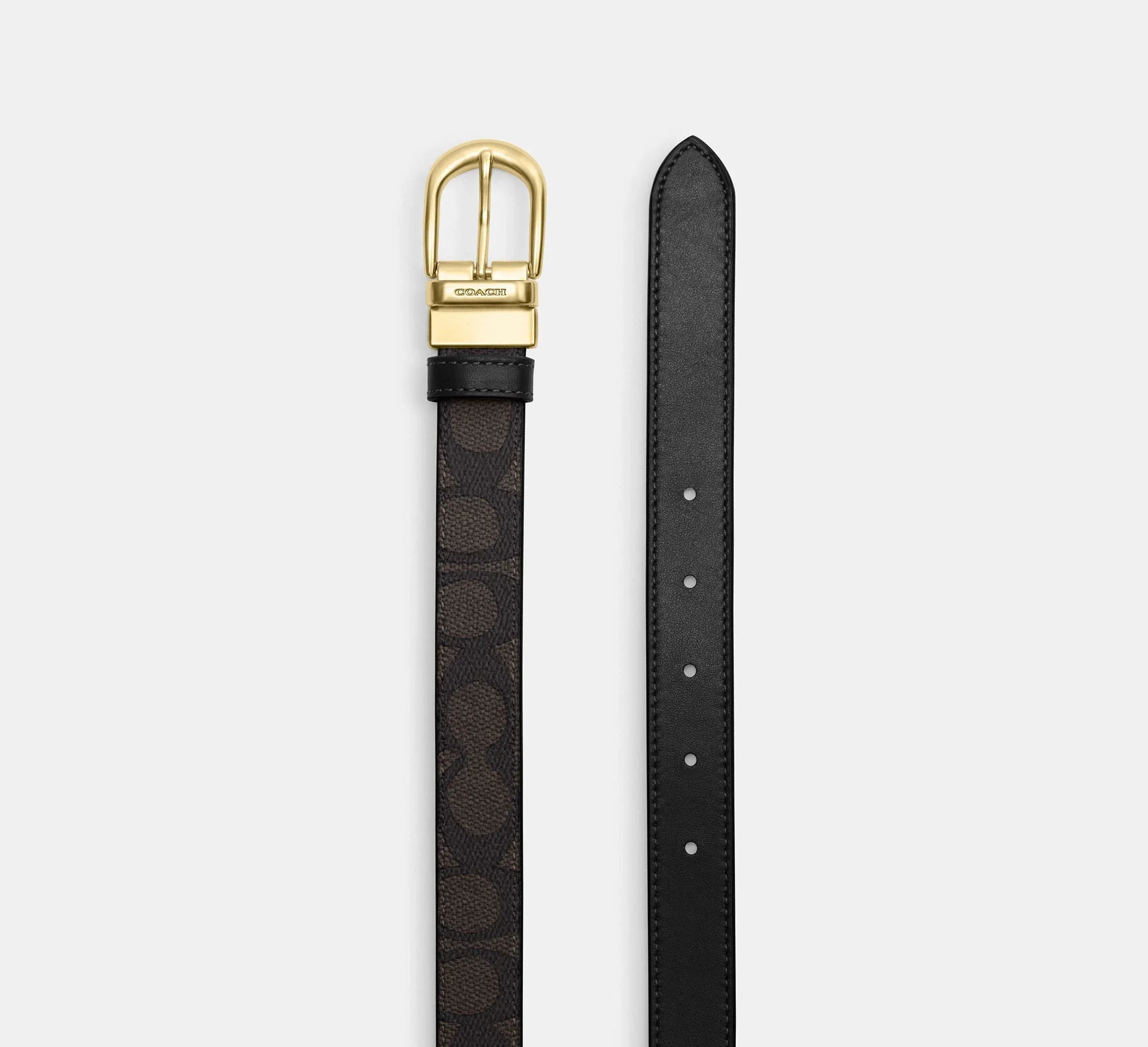 Coach Harness Buckle Cut To Size Reversible Belt, 25 Mm – Gold/Walnut/Black - Sneaker Türkiye