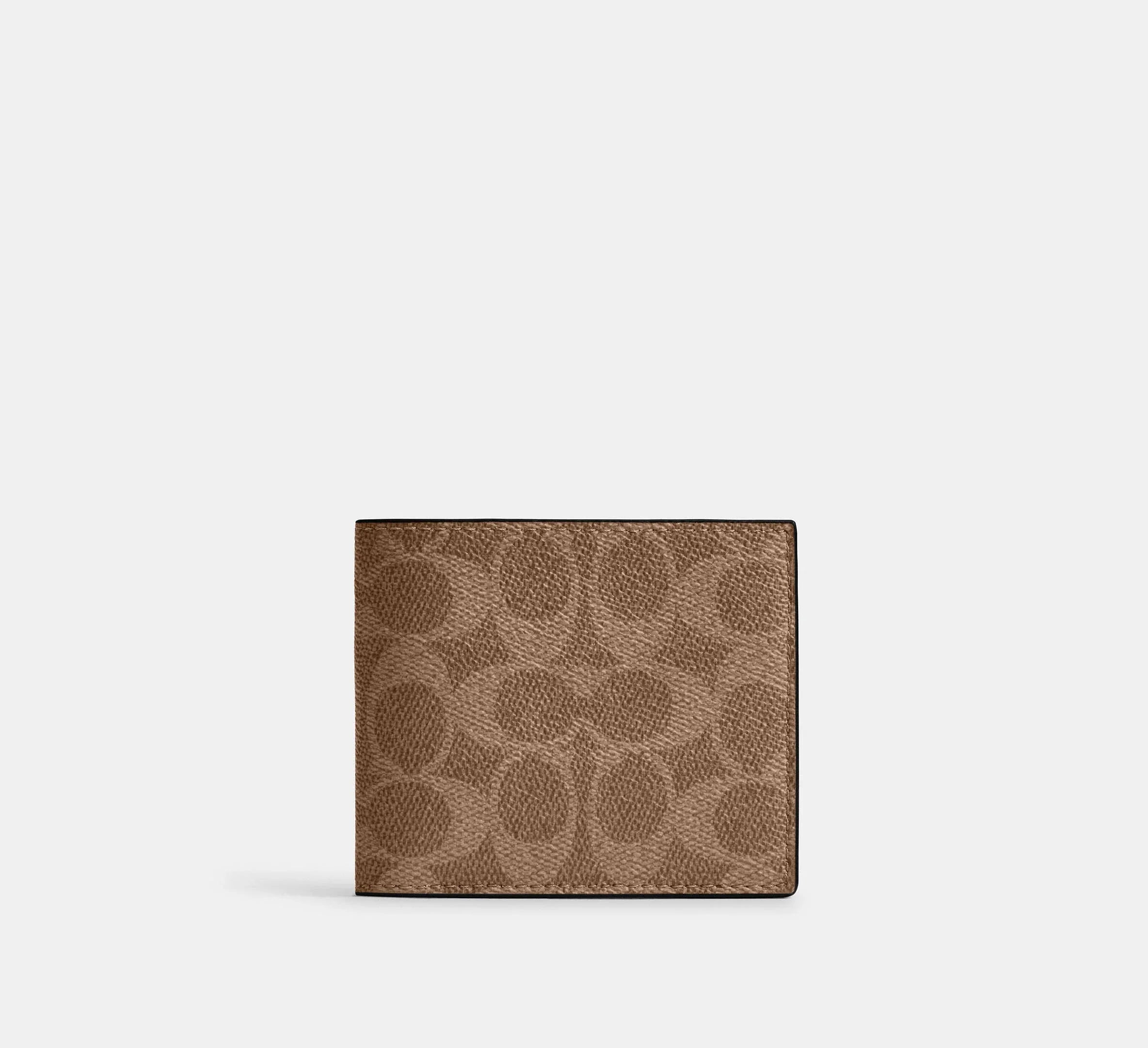 Coach Billfold Wallet In Signature Canvas-Tan/Black - Sneaker Türkiye