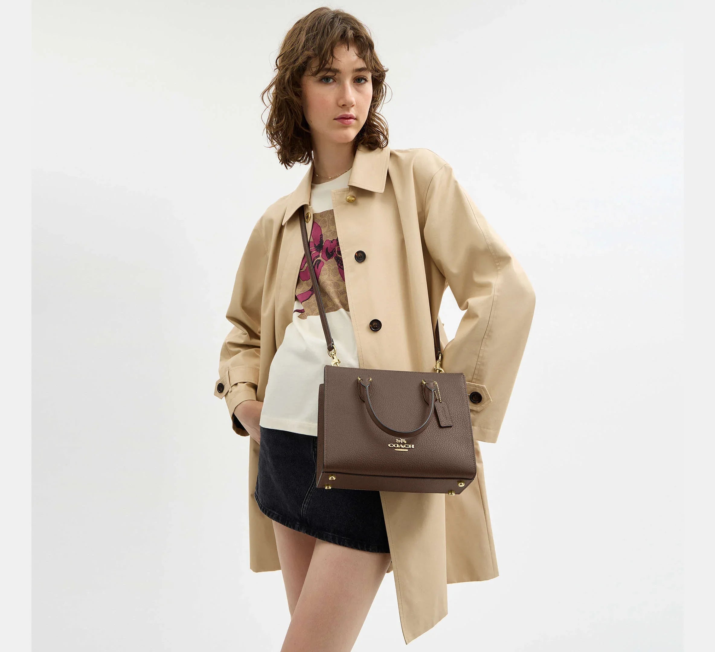Coach Maggie Small Tote Bag – Gold/Dark Stone - Sneaker Türkiye