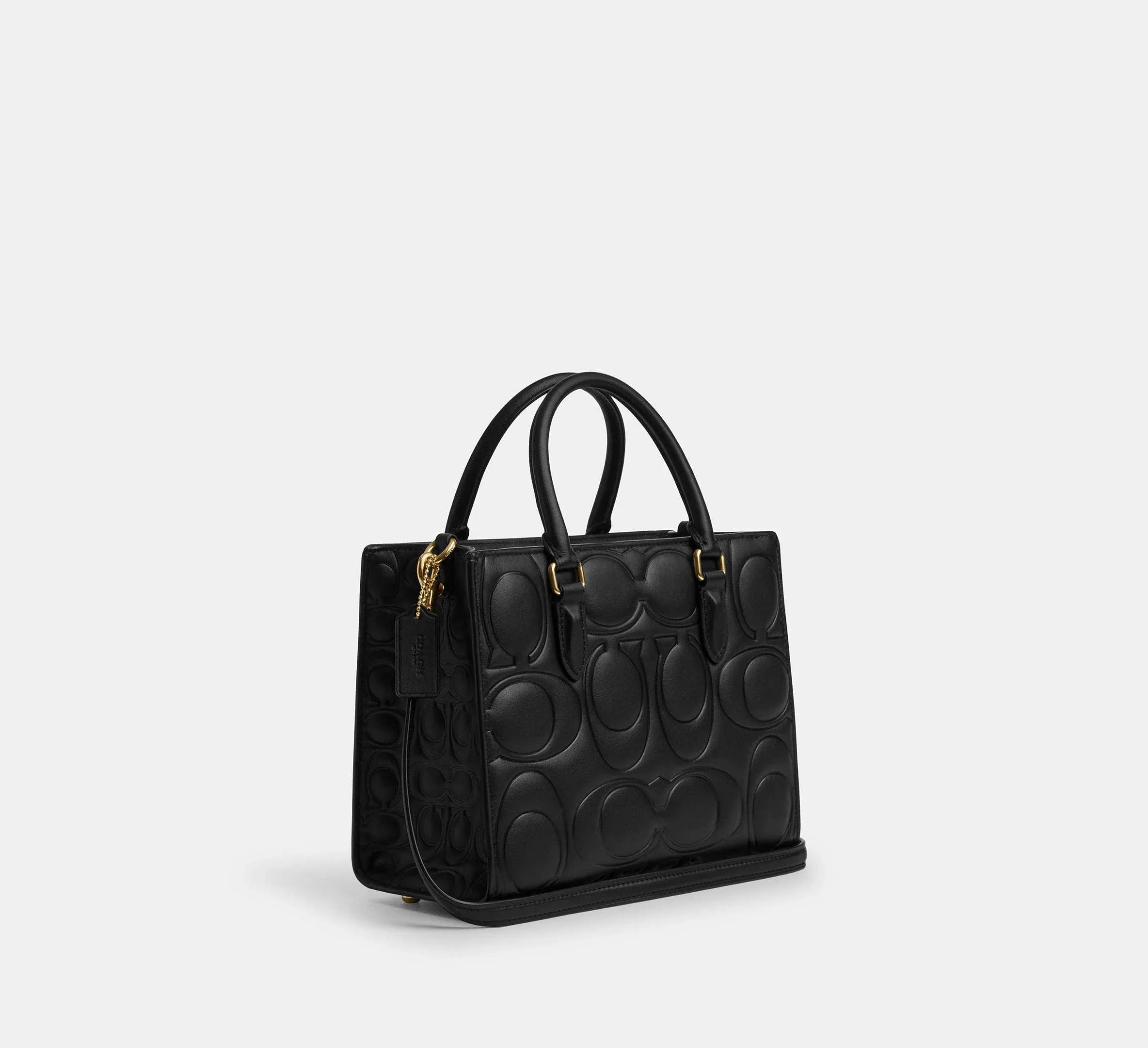 Coach Small Tote Bag In Signature Leather – Gold/Black - Sneaker Türkiye