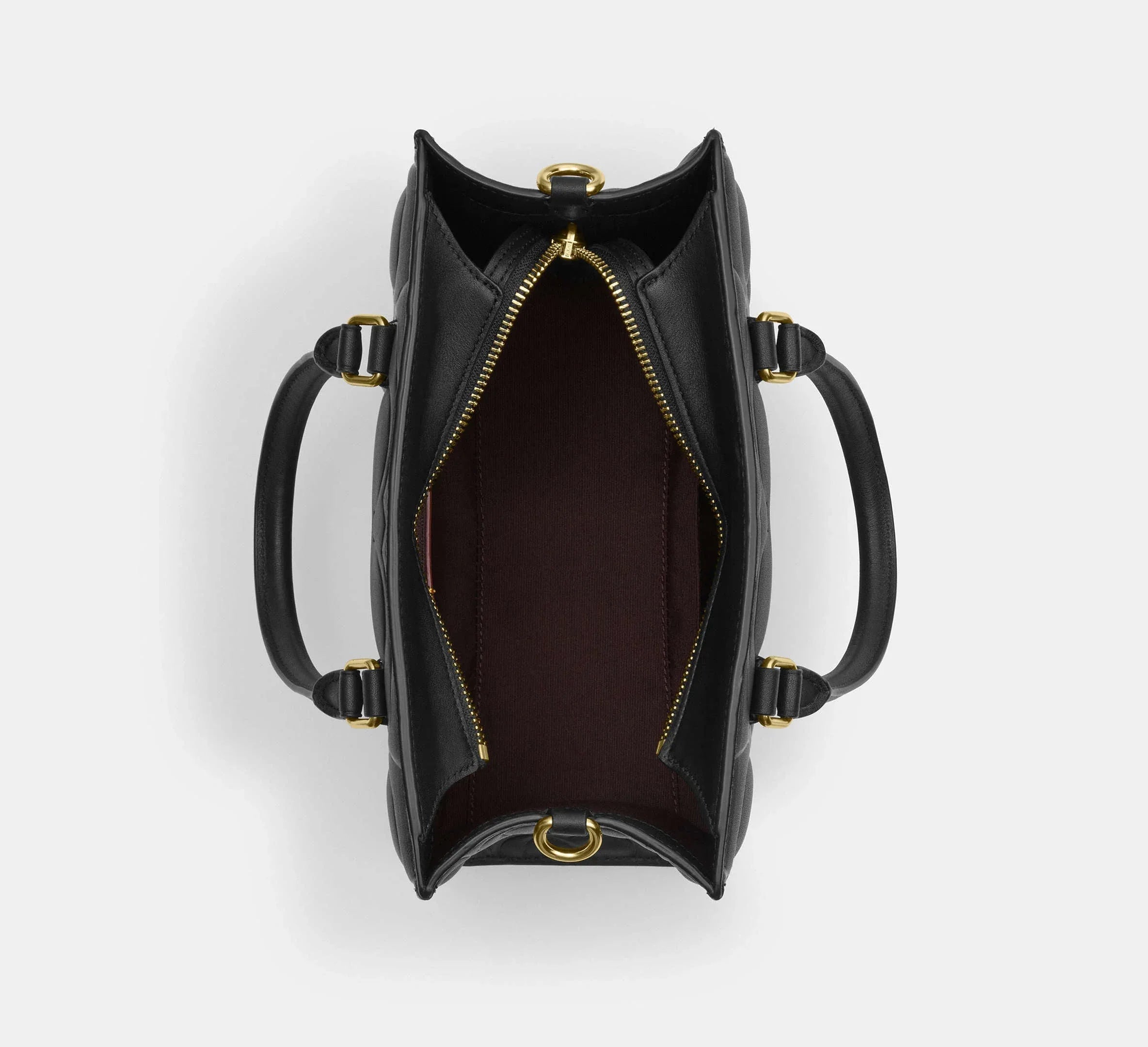 Coach Small Tote Bag In Signature Leather – Gold/Black - Sneaker Türkiye