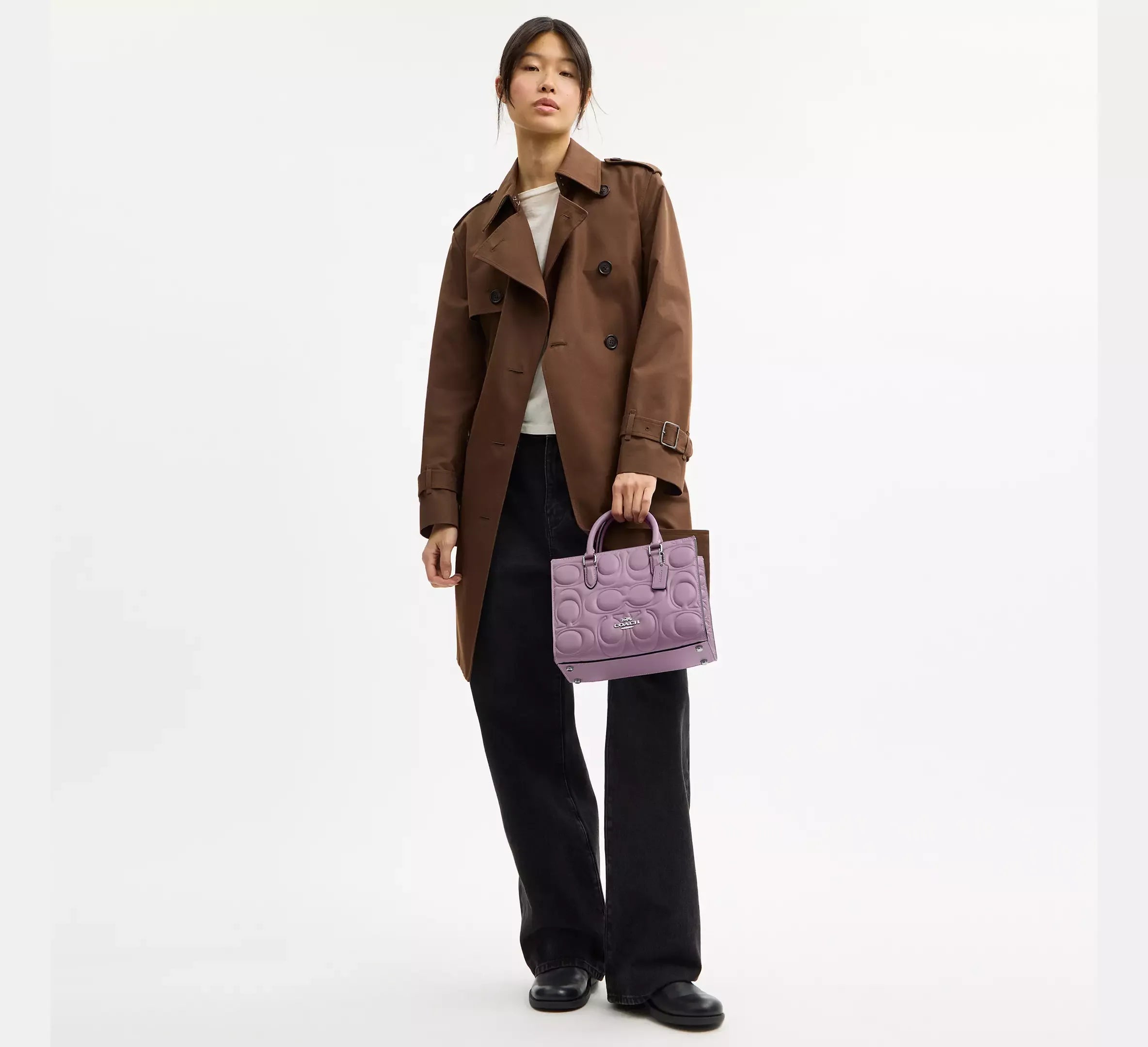 Coach Small Tote Bag In Signature Leather – Silver/Jasmine - Sneaker Türkiye