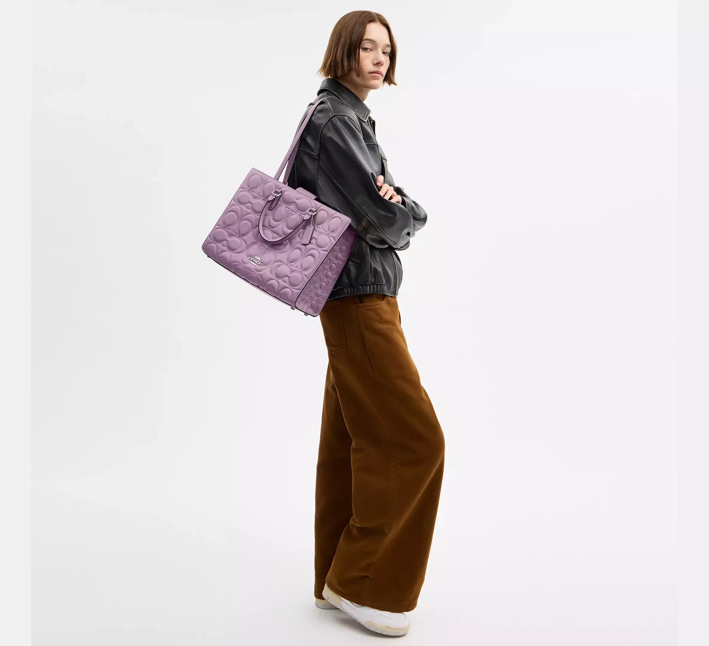 Coach Maggie Tote Bag In Signature Leather – Silver - Sneaker Türkiye