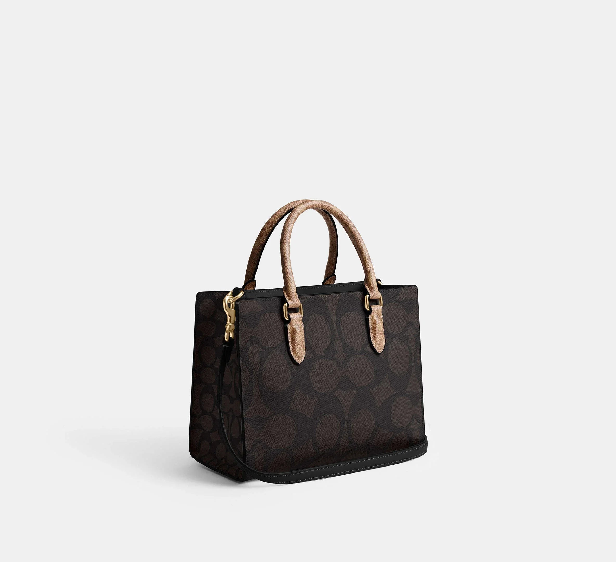 Coach Maggie Small Tote Bag In Blocked Signature – Gold/Walnut/Tan - Sneaker Türkiye