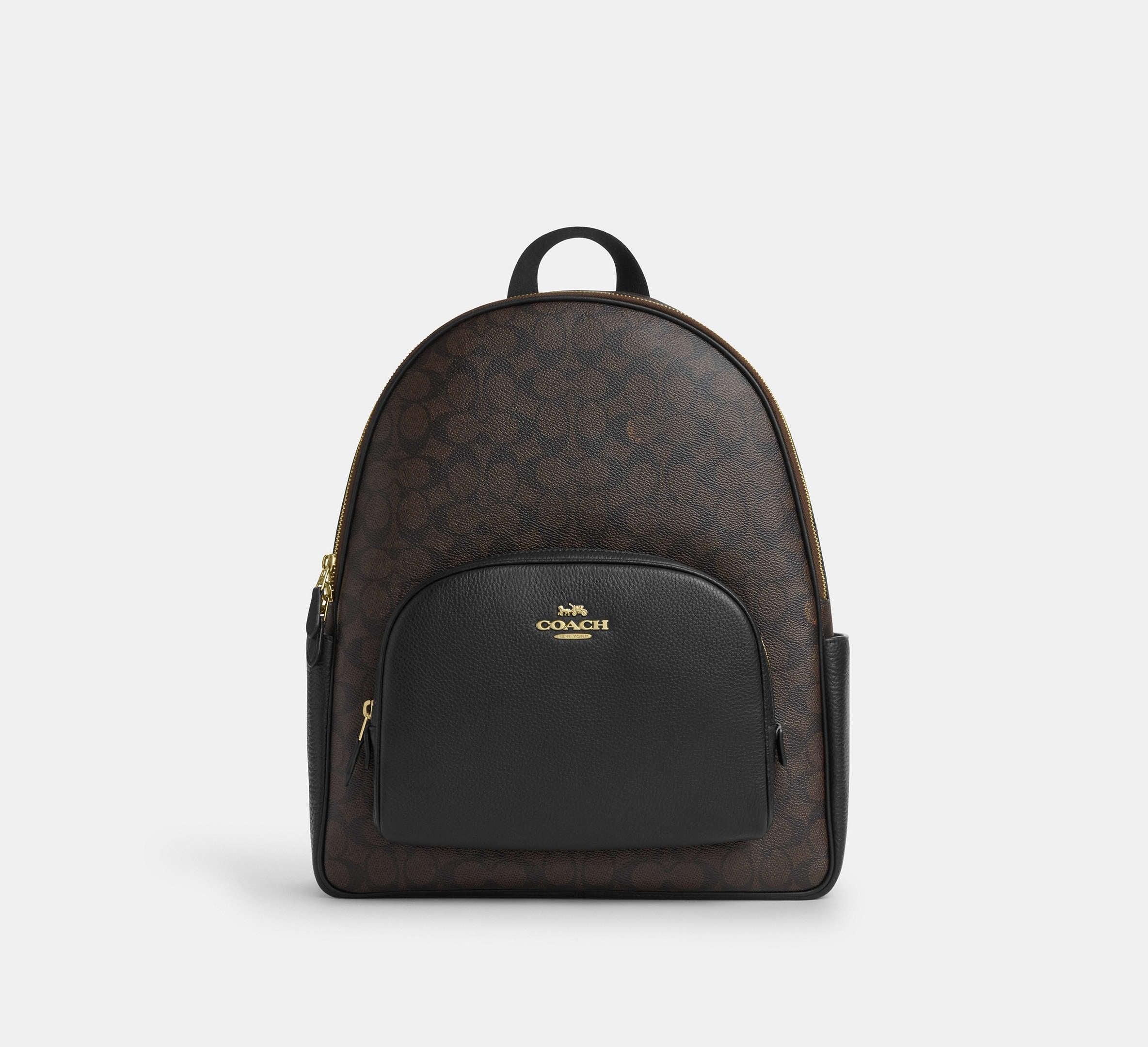Coach Large Court Backpack In Signature Gold/Walnut/Black - Sneaker Türkiye