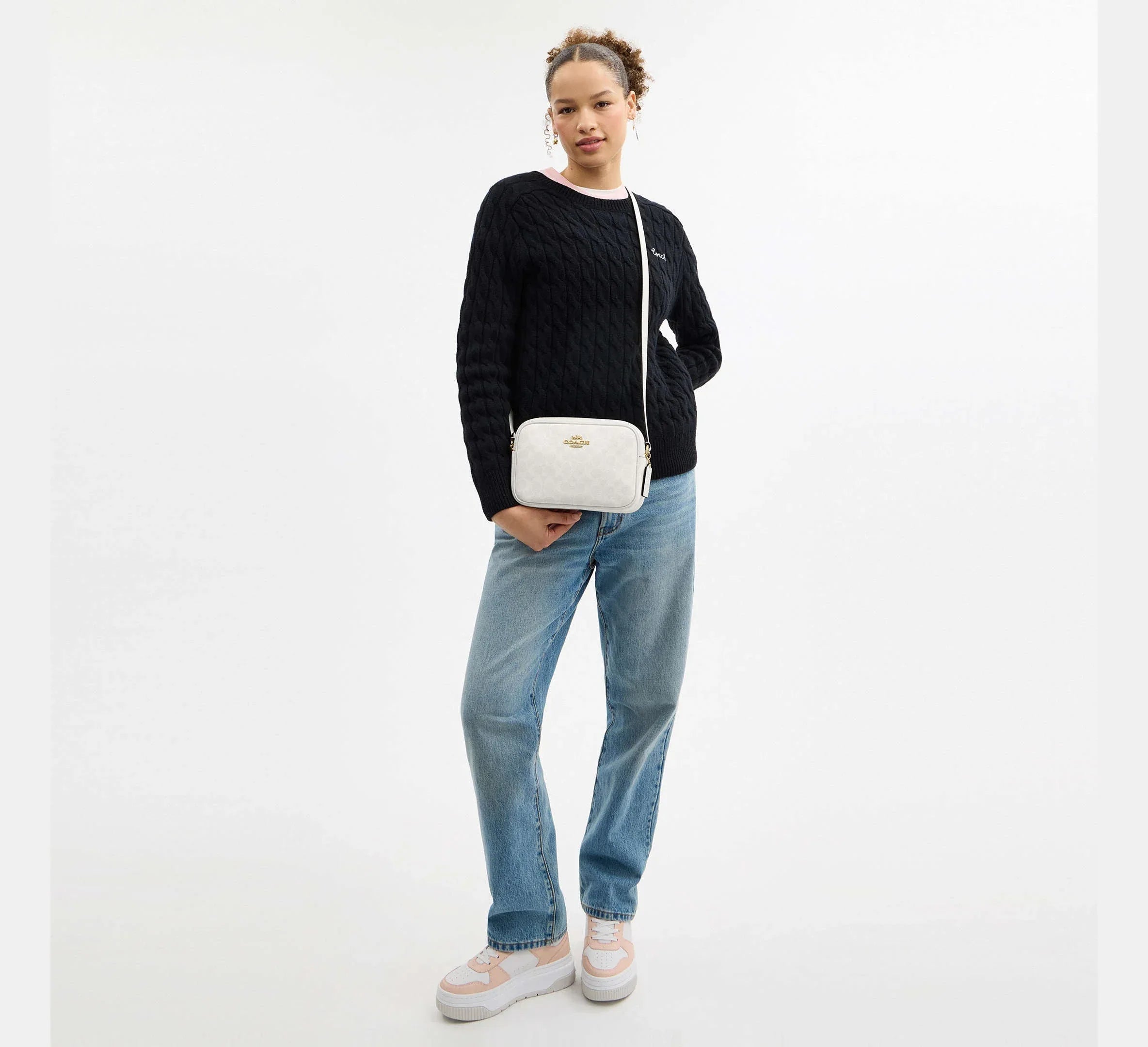 Coach Jamie Camera Bag In Signature – Gold/White/Chalk - Sneaker Türkiye