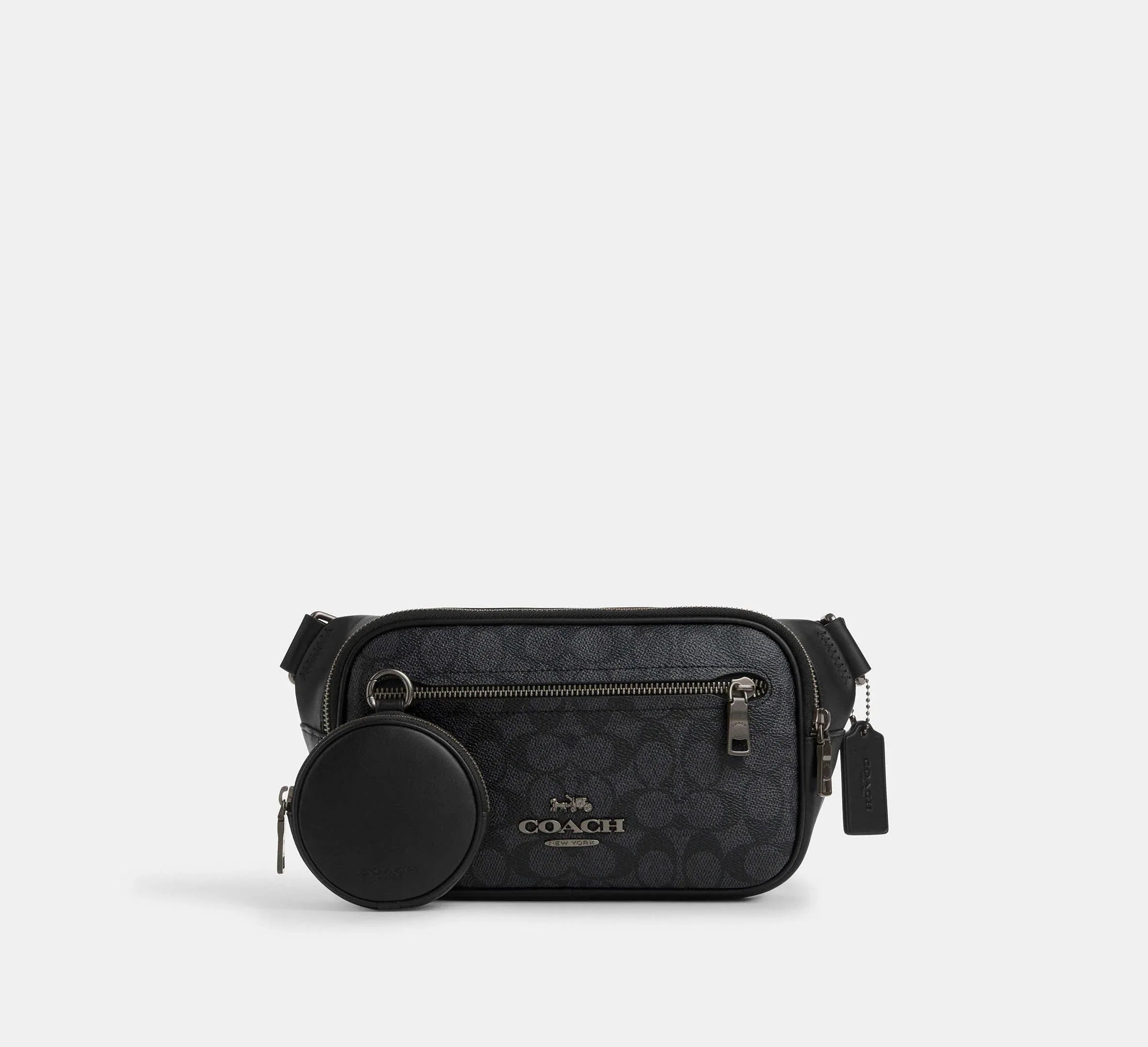 Coach Elias Belt Bag In Signature-Gunmetal/Charcoal/Black - Sneaker Türkiye