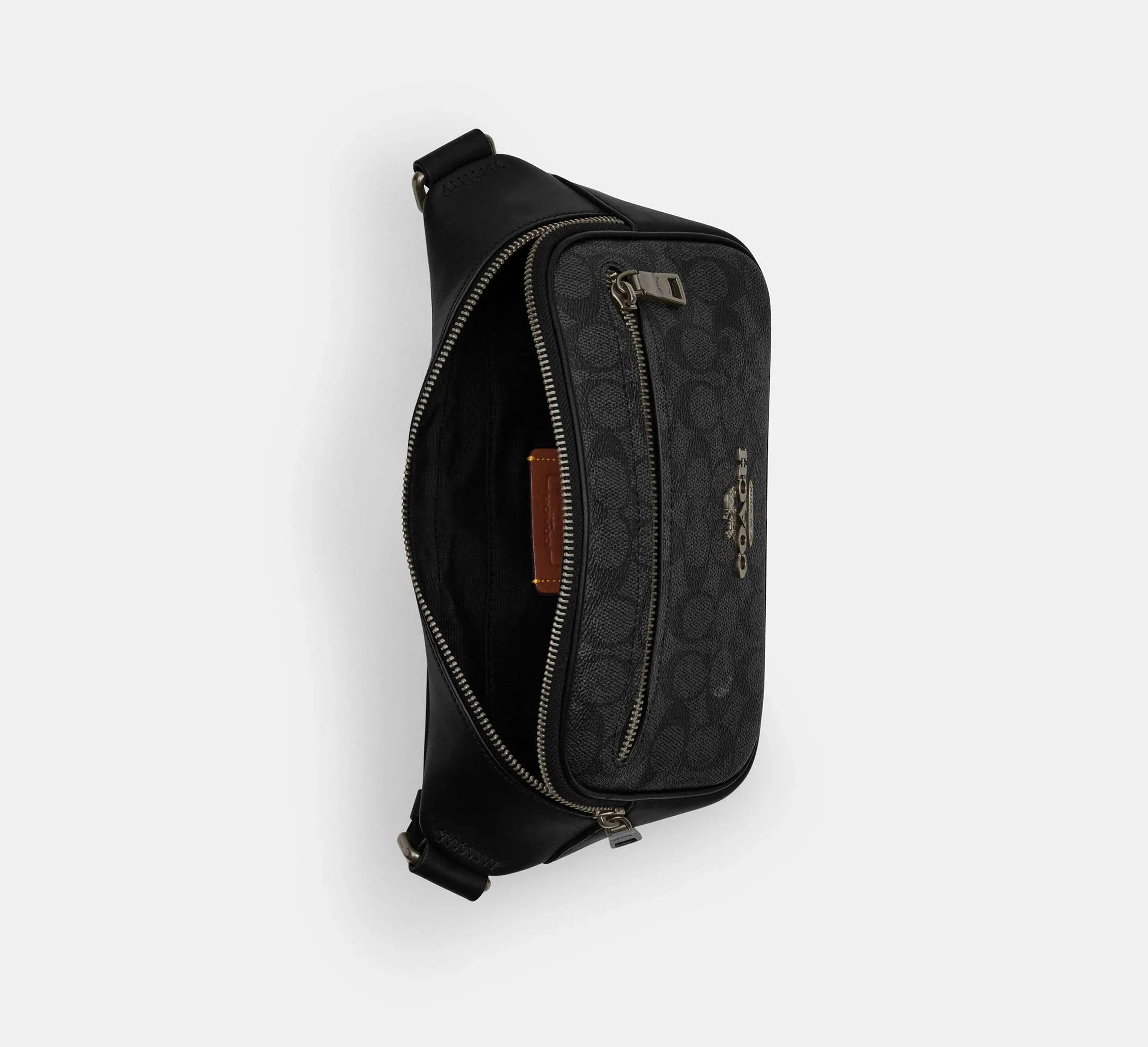 Coach Elias Belt Bag In Signature-Gunmetal/Charcoal/Black - Sneaker Türkiye