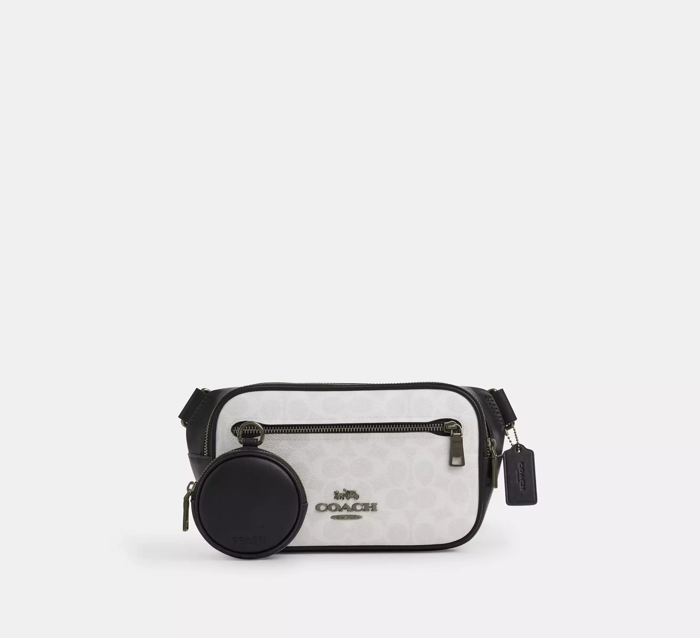 Coach Elias Belt Bag In Signature – Gunmetal/Chalk/Black - Sneaker Türkiye