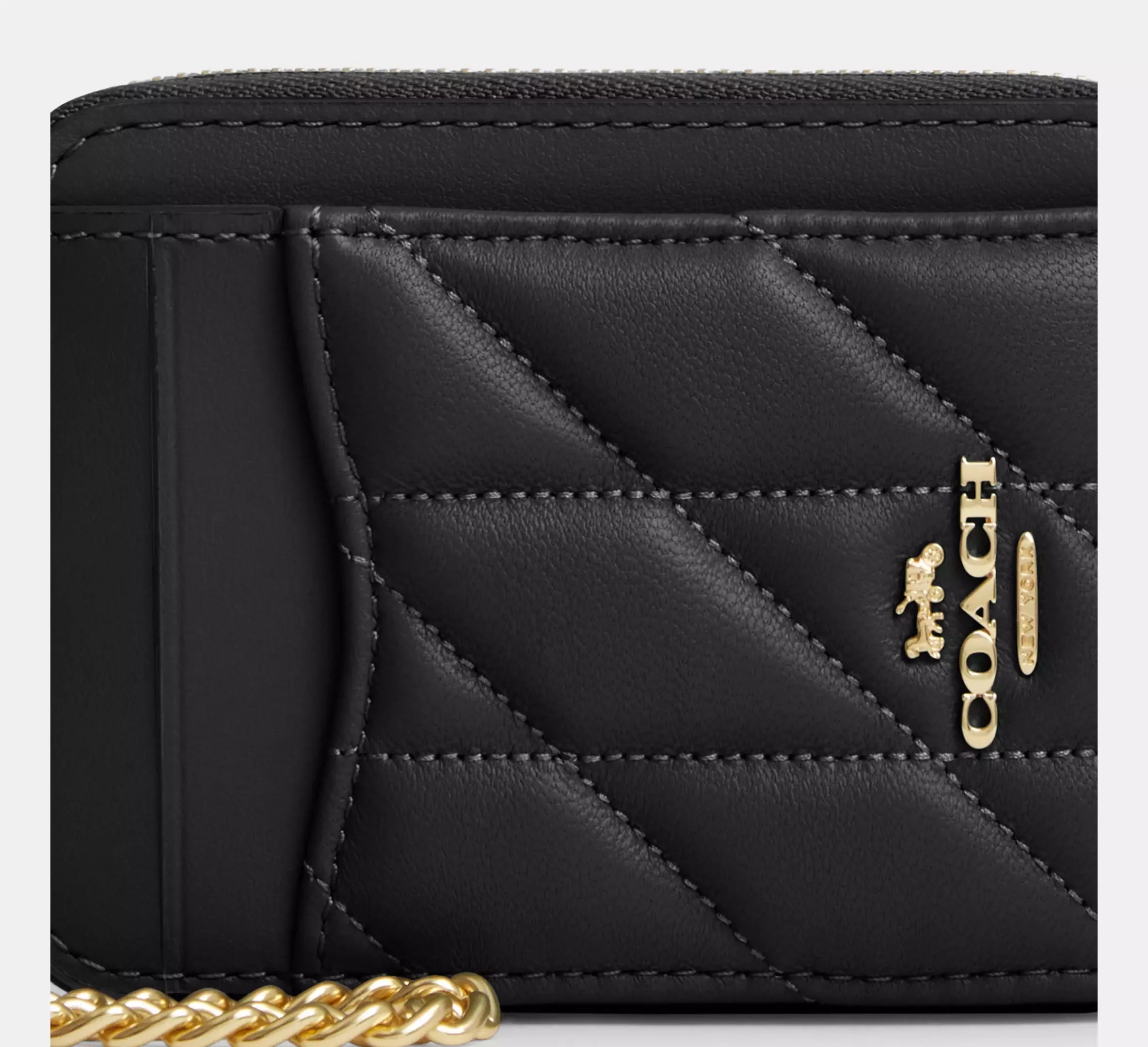 Coach Zip Card Case With Quilting – Gold/Black - Sneaker Türkiye