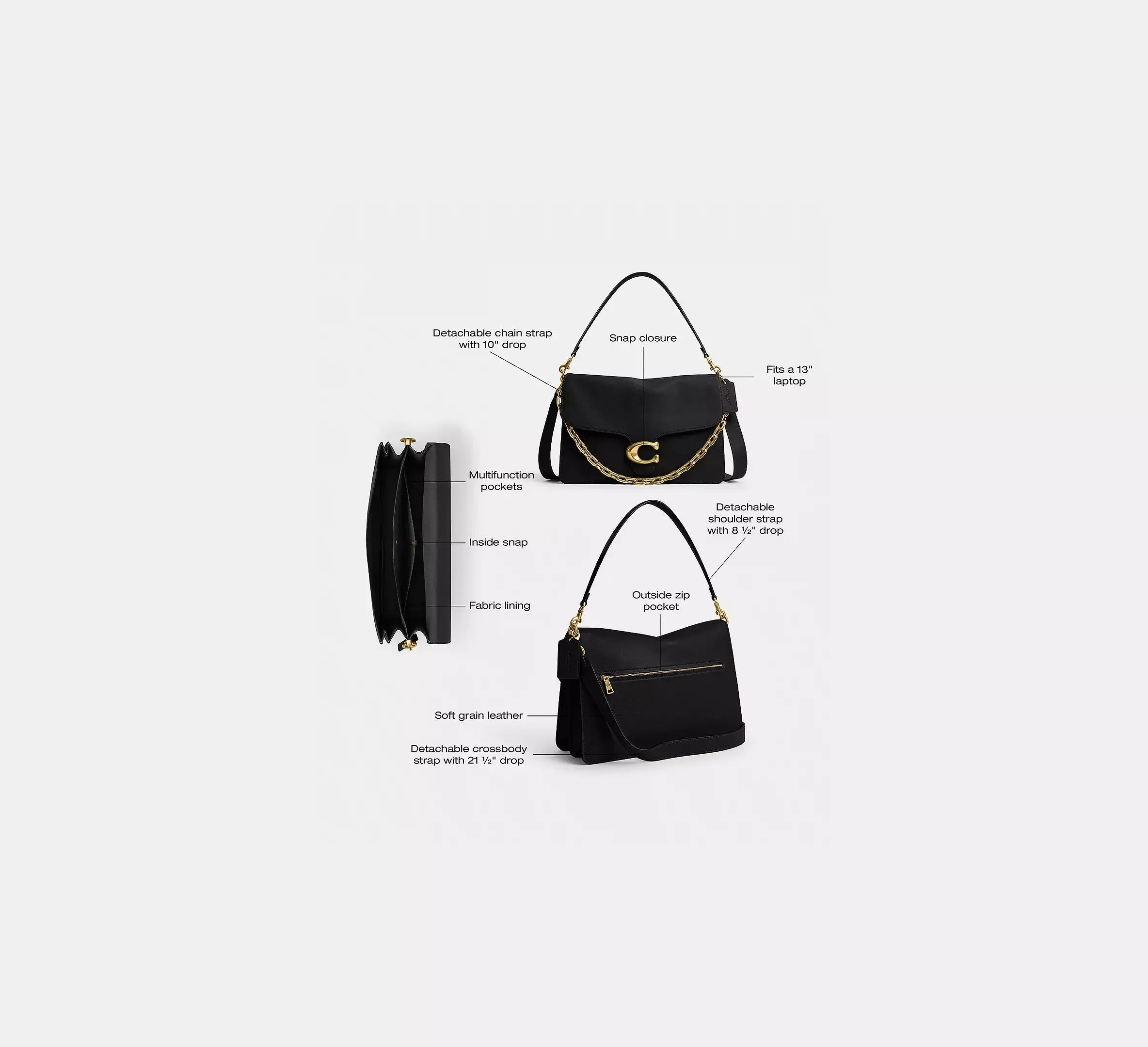 Coach Chain Tabby Shoulder Bag 35 – Brass/Black - Sneaker Türkiye