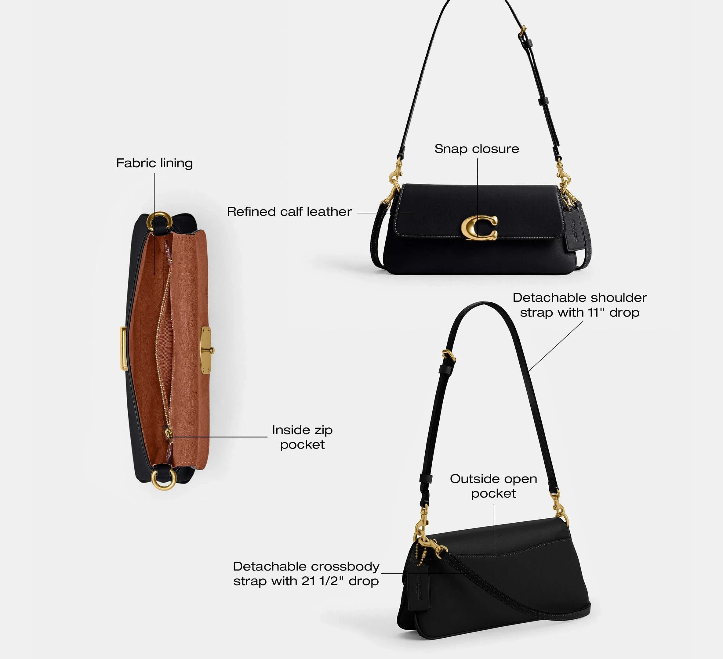 Coach Jet Shoulder Bag – Brass/Black - Sneaker Türkiye
