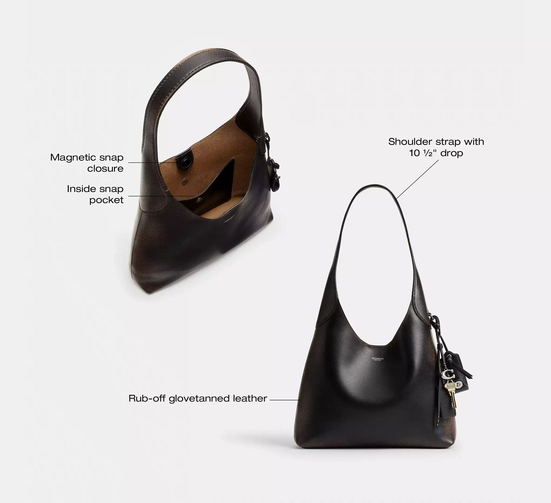 Coach Brooklyn Shoulder Bag 28 In Loved Leather – Silver/Black Brown - Sneaker Türkiye