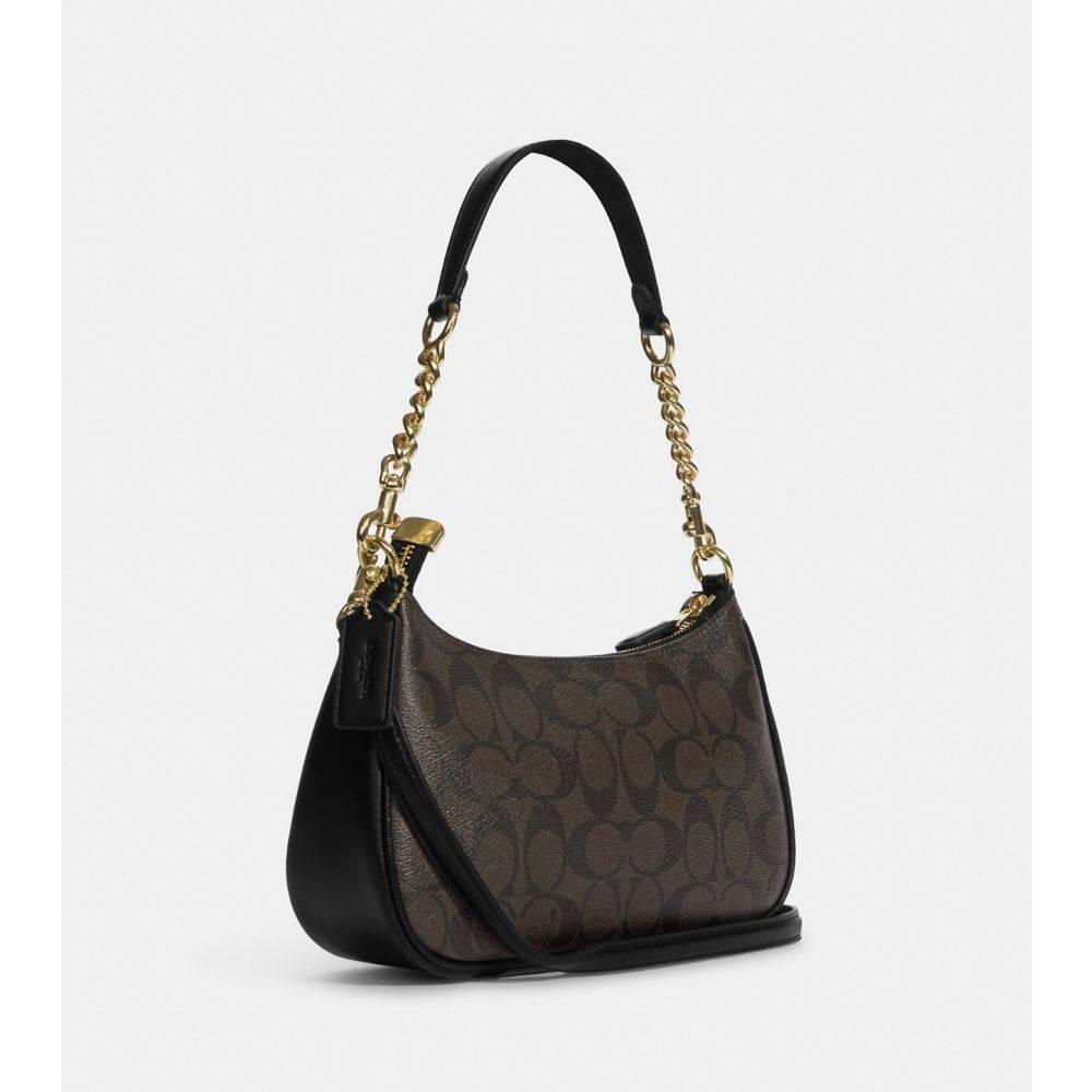 Coach Teri Shoulder Bag In Signature – Gold/Walnut/Black - Sneaker Türkiye
