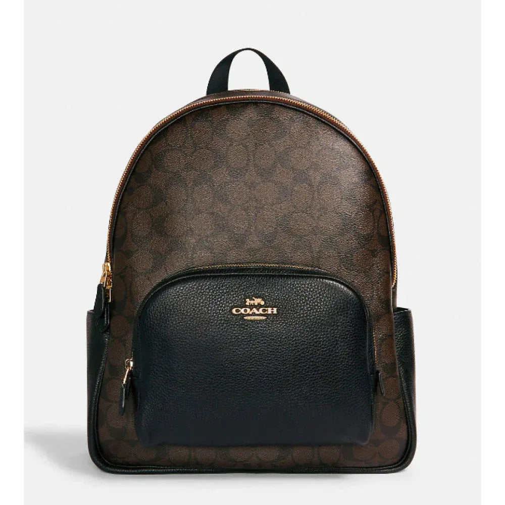Coach Large Court Backpack In Signature Gold/Walnut/Black - Sneaker Türkiye