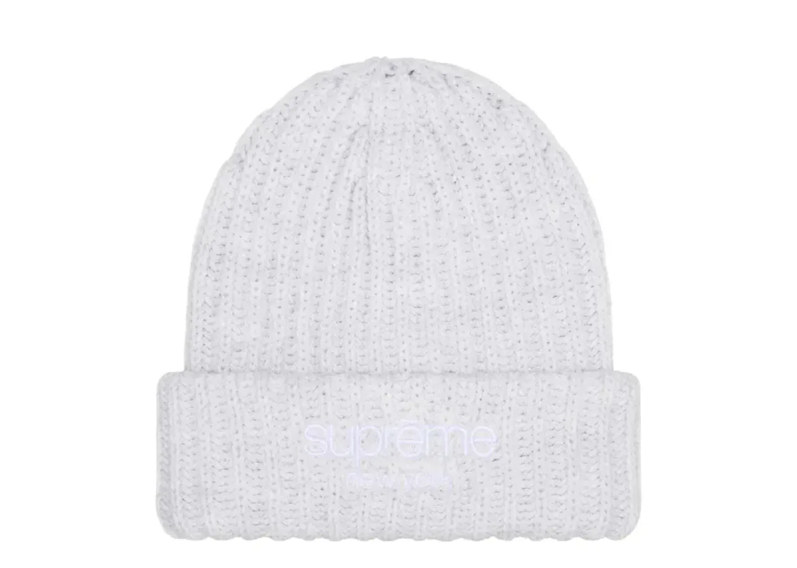 Supreme Chunky Rib Classic Logo Beanie White - Sneaker Türkiye