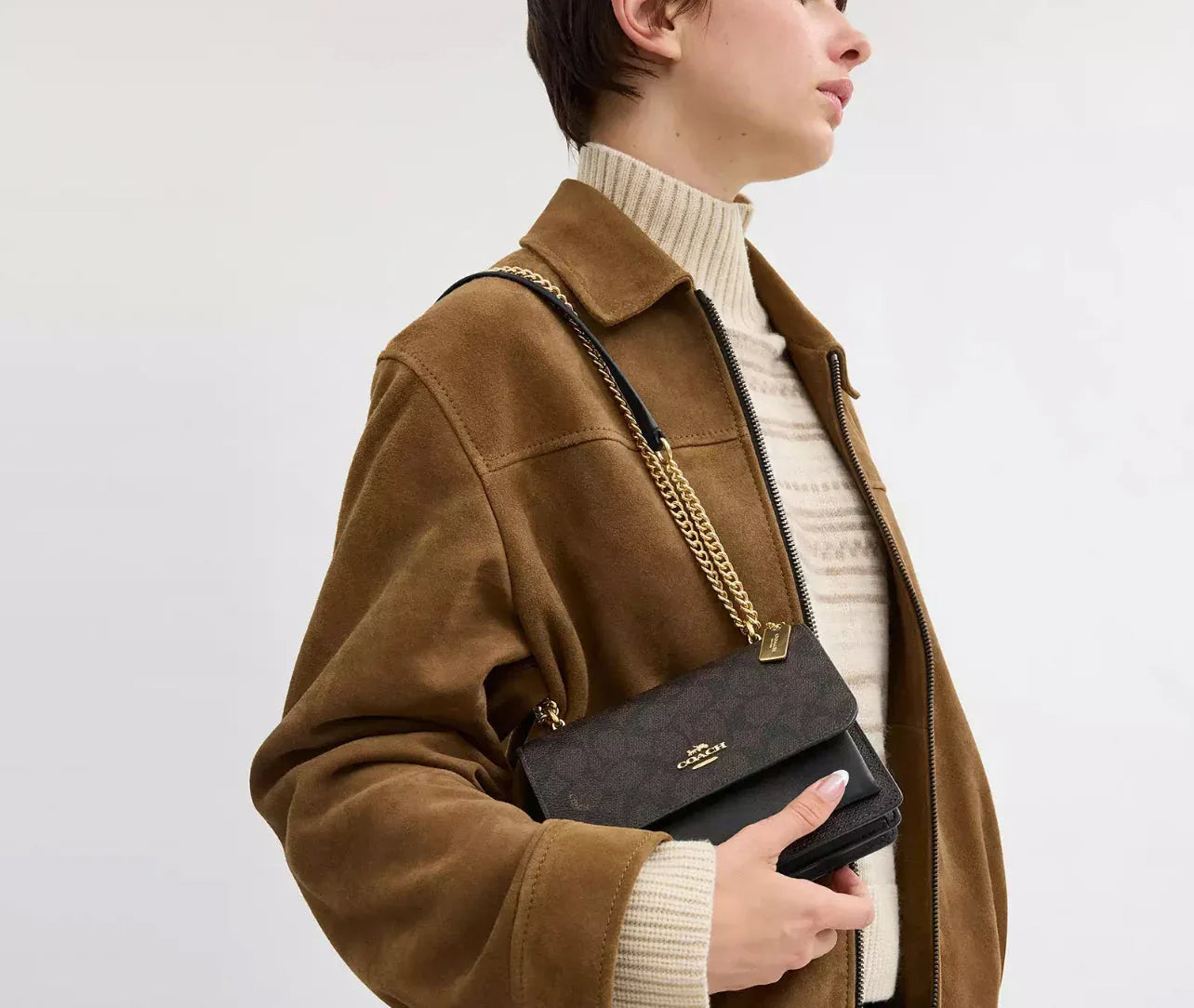Coach Mini Klare Crossbody Bag In Signature – Gold/Walnut/Black - Sneaker Türkiye