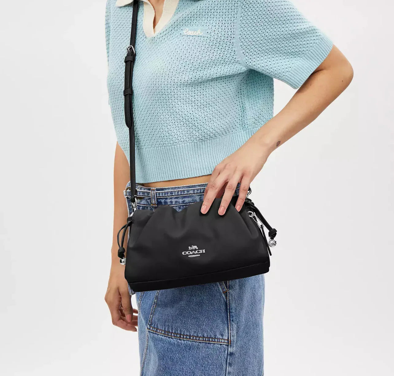 Coach Faye Shoulder Bag With Ruching – Silver - Sneaker Türkiye