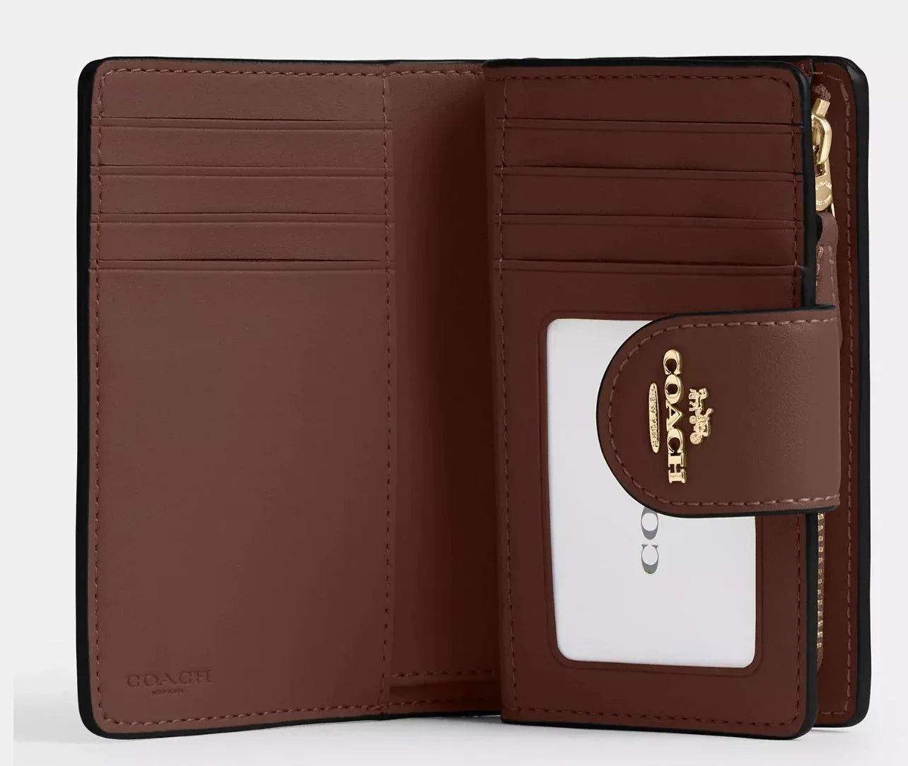 Coach Medium Corner Zip Wallet In Signature – Gold/Tan/Brown - Sneaker Türkiye