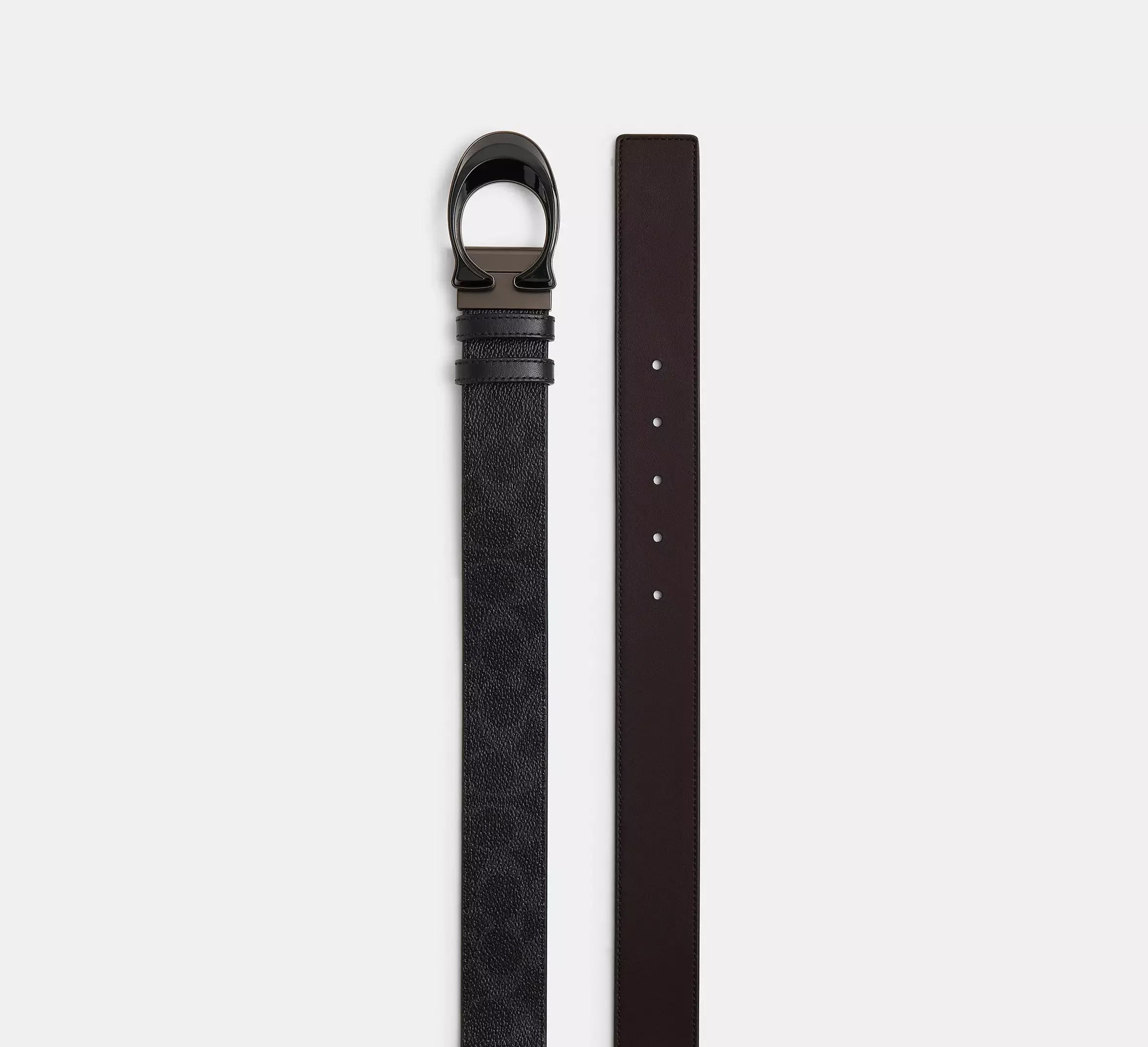 Coach Signature Buckle Cut-To-Size Reversible Belt, 38 Mm – Black Signature/Oxblood - Sneaker Türkiye