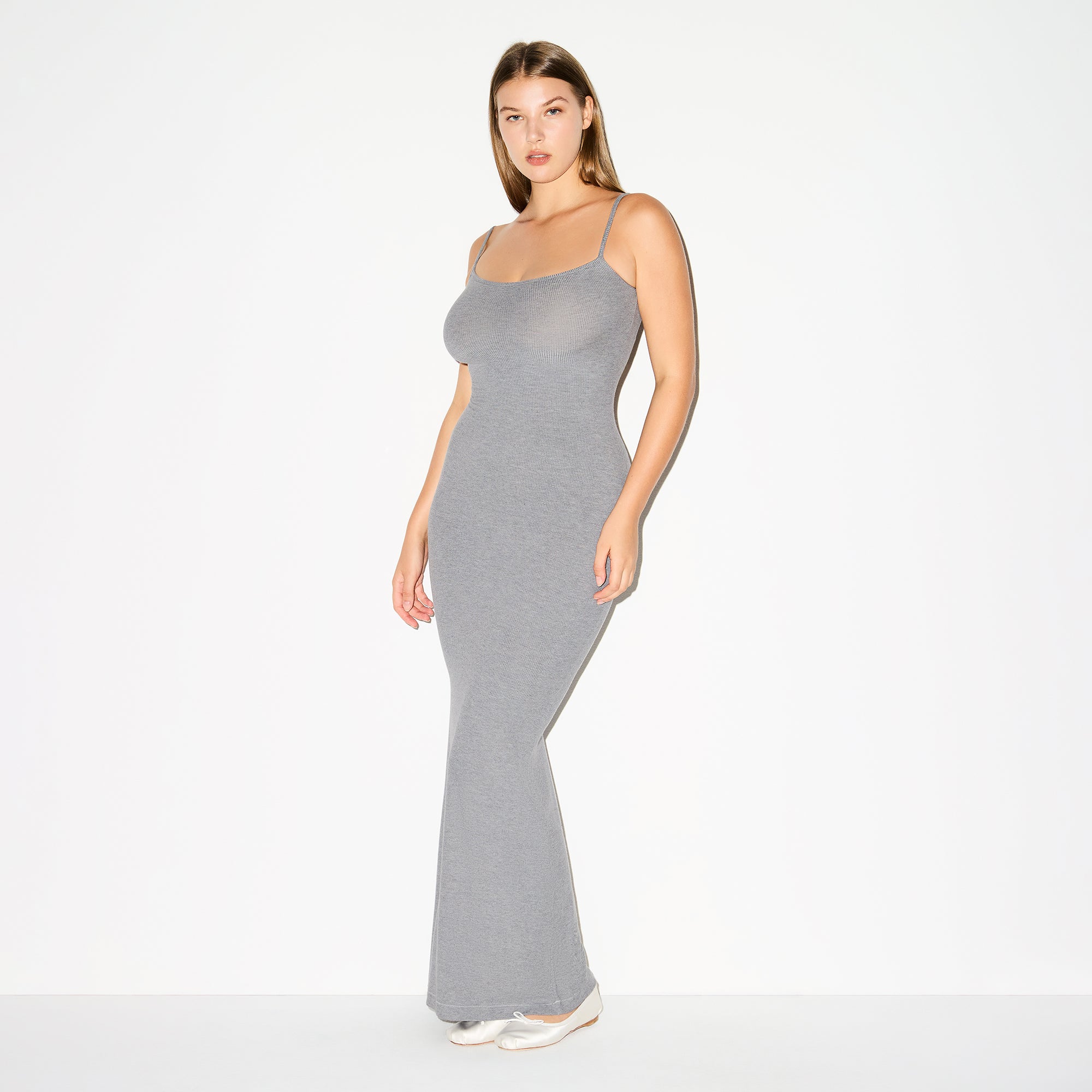SKIMS SOFT LOUNGE LONG SLIP DRESS | HEATHER GREY - Sneaker Türkiye