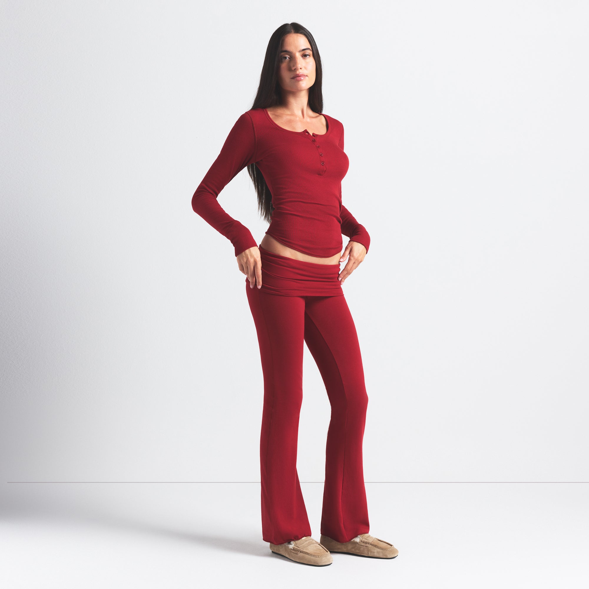 SKIMS COTTON JERSEY FOLDOVER PANT | BRICK - Sneaker Türkiye